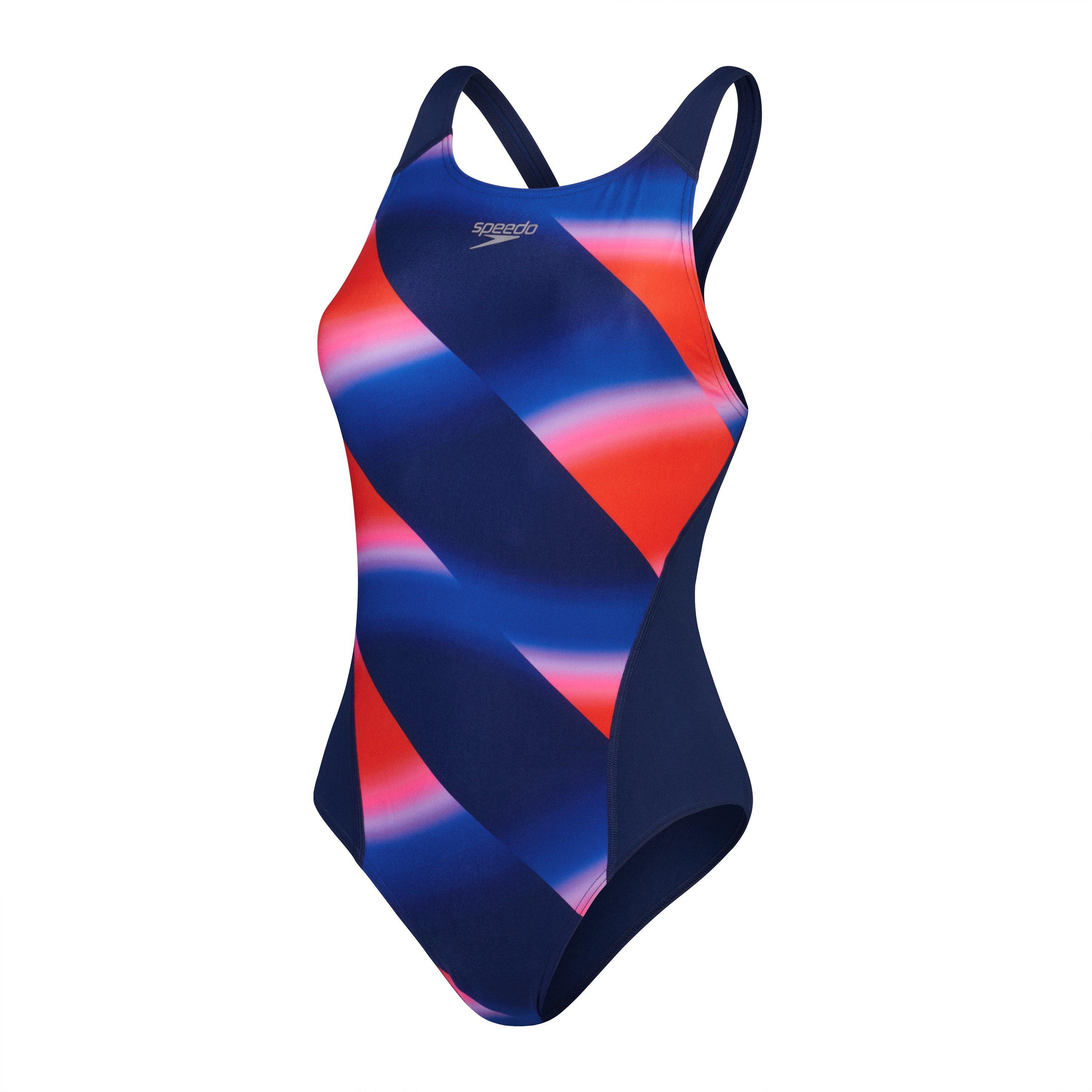 Speedo Women's Allover Digital Recordbreaker - Blue/Watermelon - 28 (2XS)