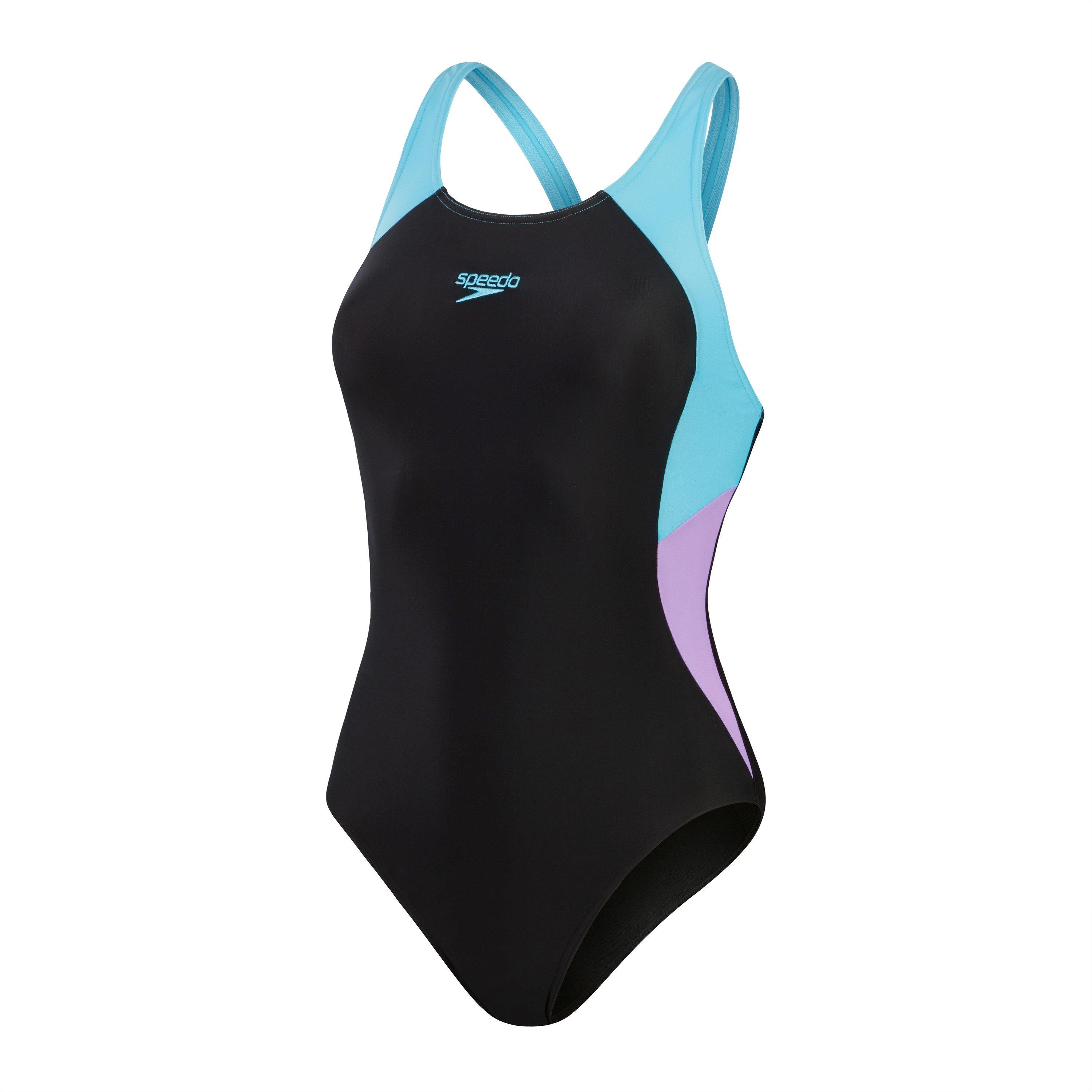 Speedo Women's Colourblock Splice Muscleback - Blck/Prpl/Blue - 28