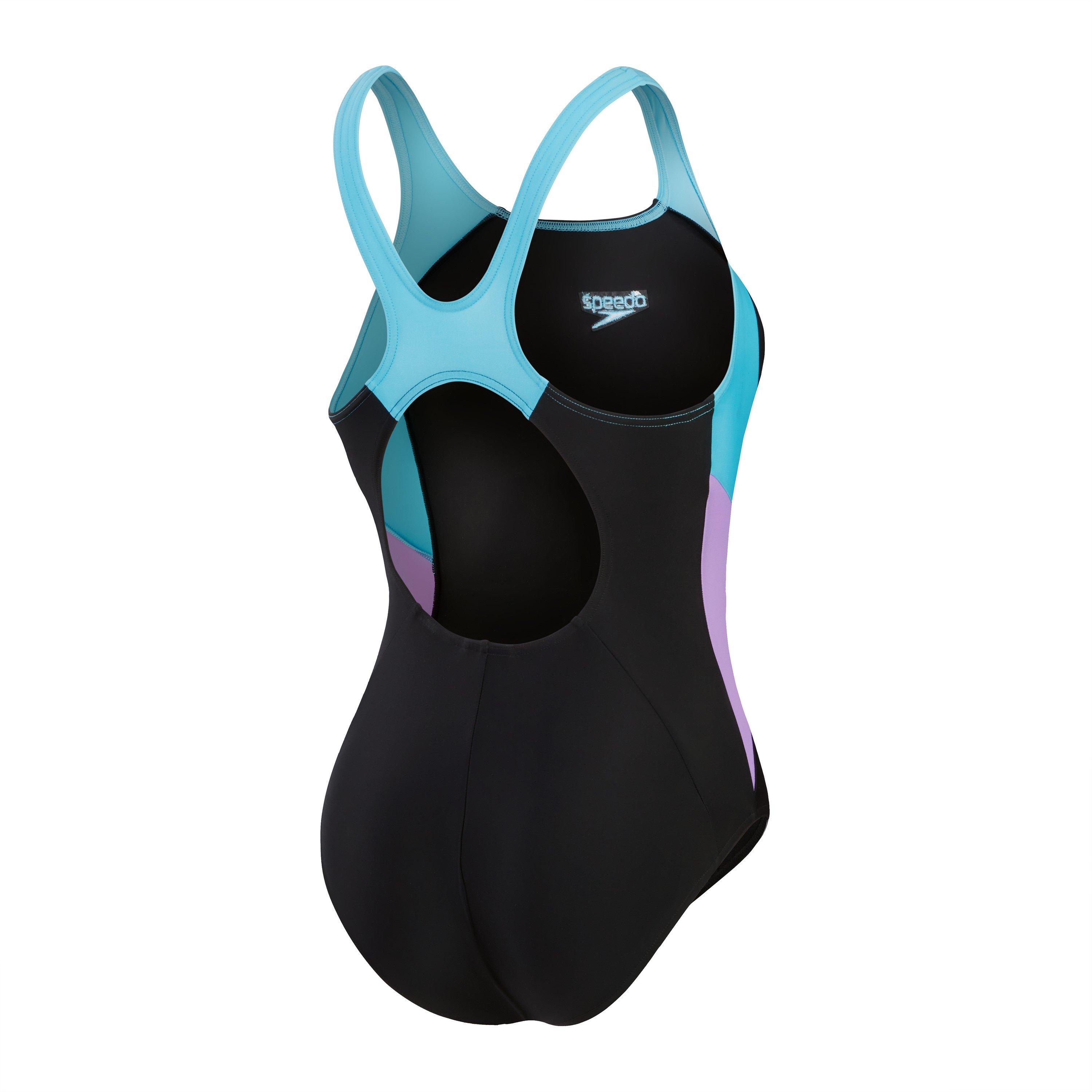 Blck/Prpl/Blue - Speedo - Colourblock Splice Muscleback Womens - 6