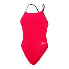 Speedo Lattice Tie Back Swimsuit Womens