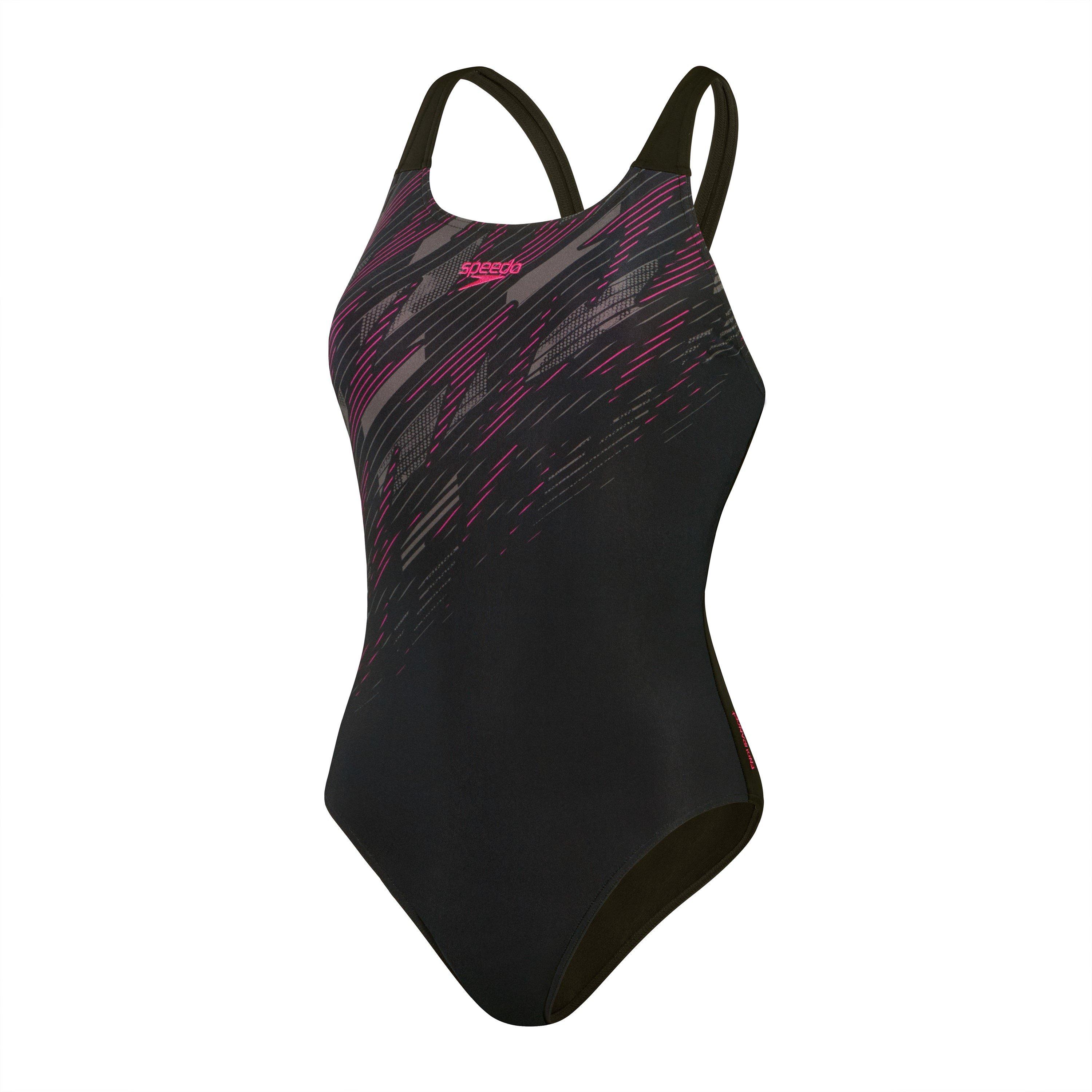 Preto/Rosa/Cinza - Speedo - Womens HyperBoom Placement Muscleback - 1