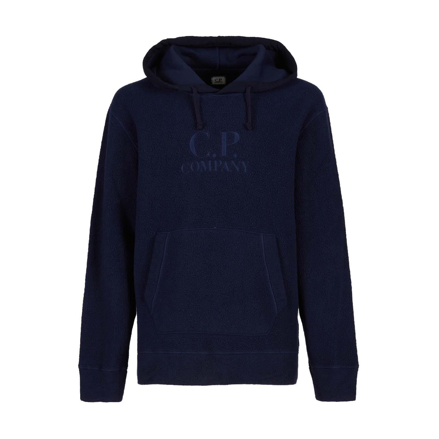 Dark Blue - CP Company - Wool Polar Fleece Logo Hoodie - 1
