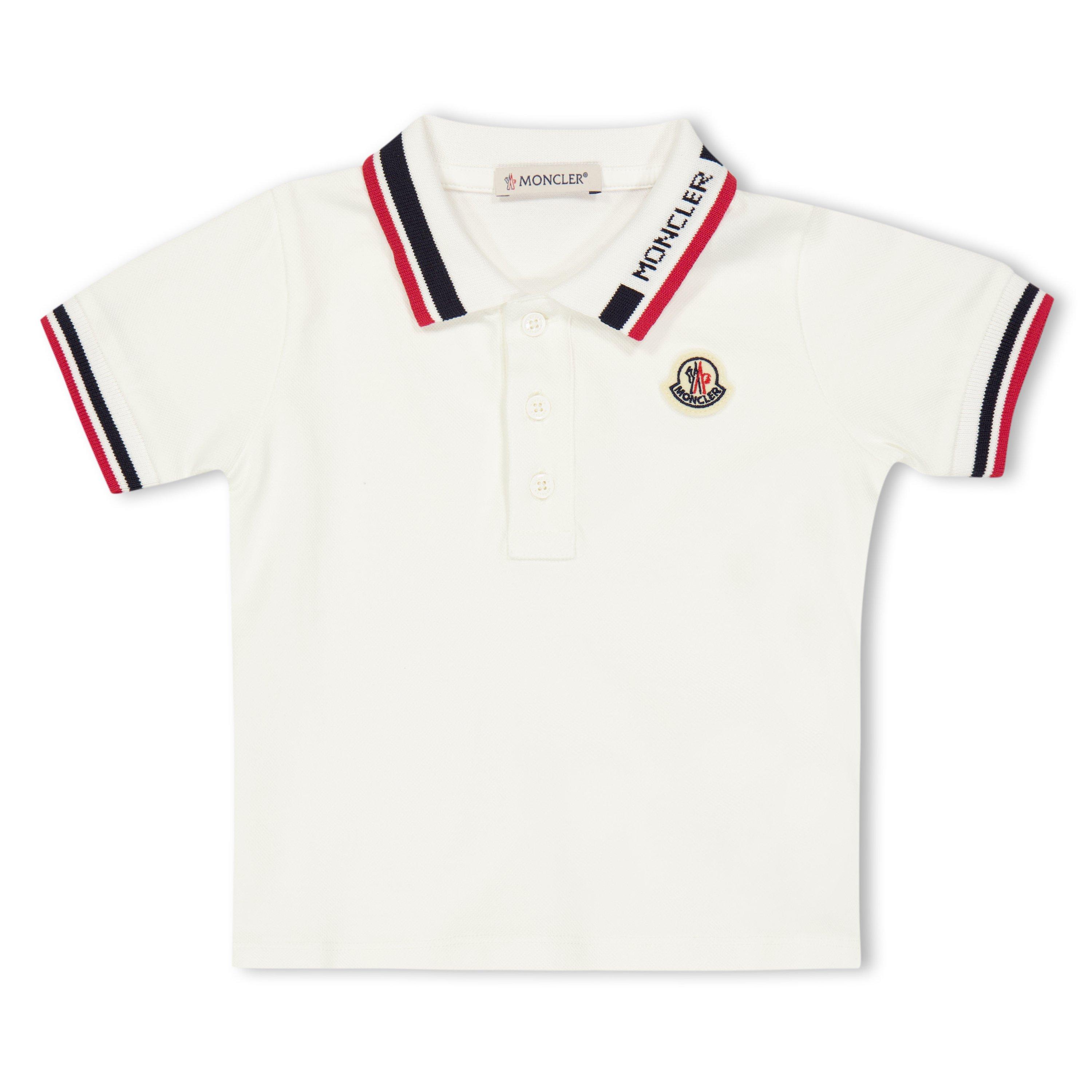 Moncler Kids' Short Sleeve Polo Shirt - White 034 - Size 2Y