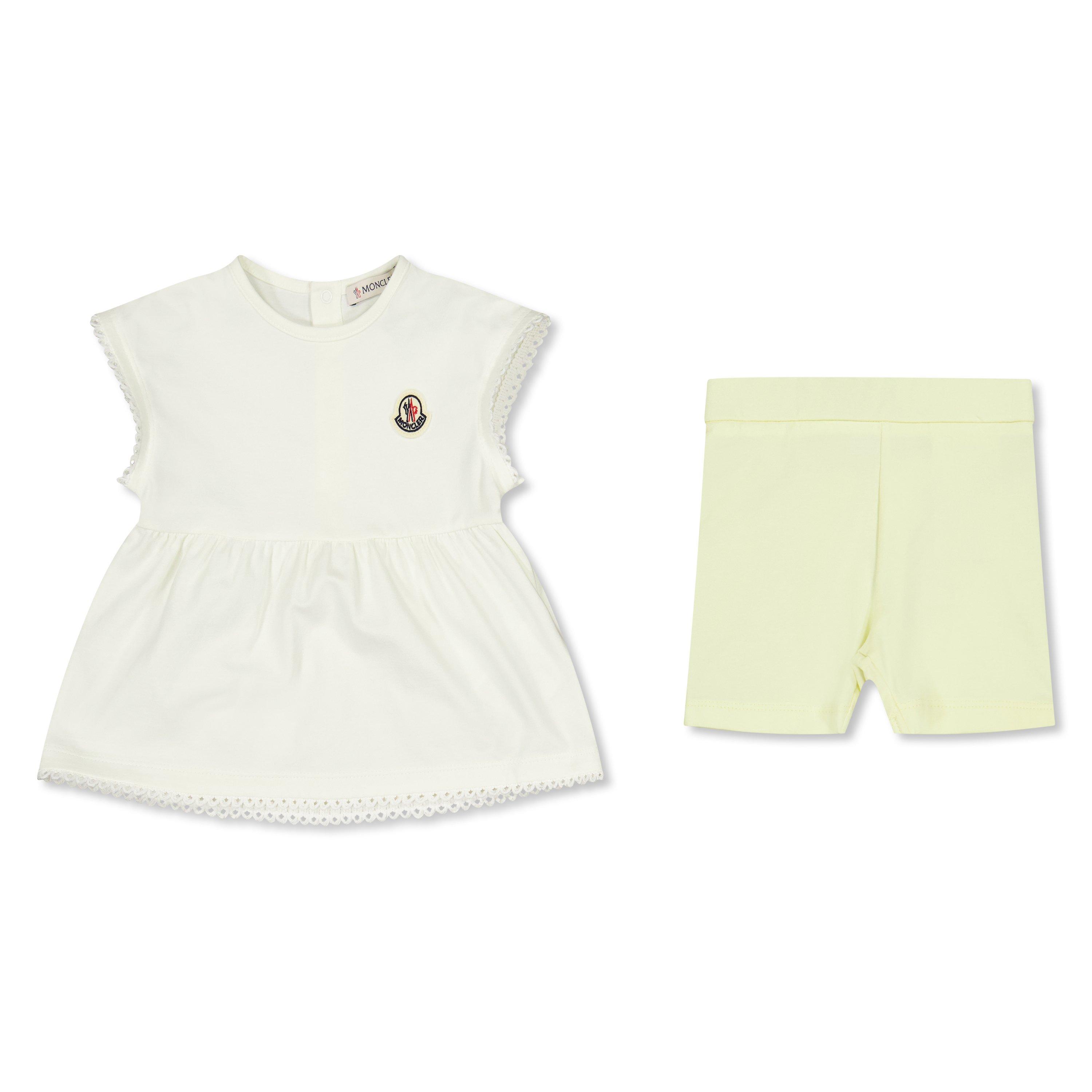 Moncler Cotton-Blend Dress And Leggings Set - Female - Kids Sets - Yellow - 18 M | 86 Cm - Kids - Image 3