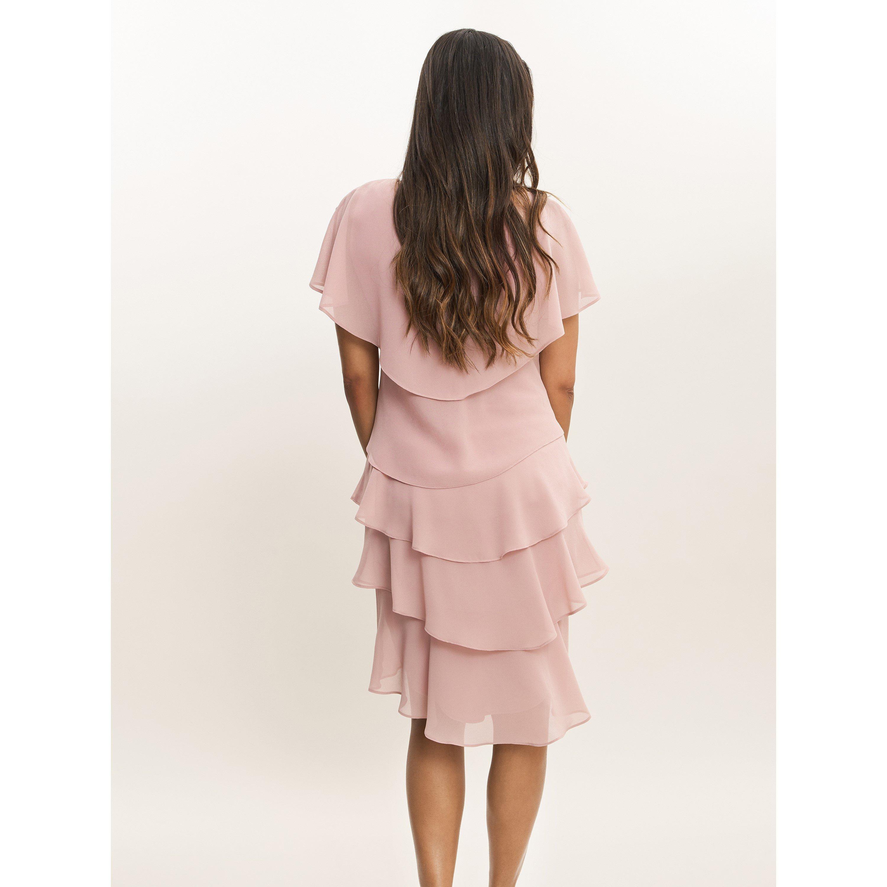 Rose Pink - Gina Bacconi - Bella Georgette Tiered Dress - 2