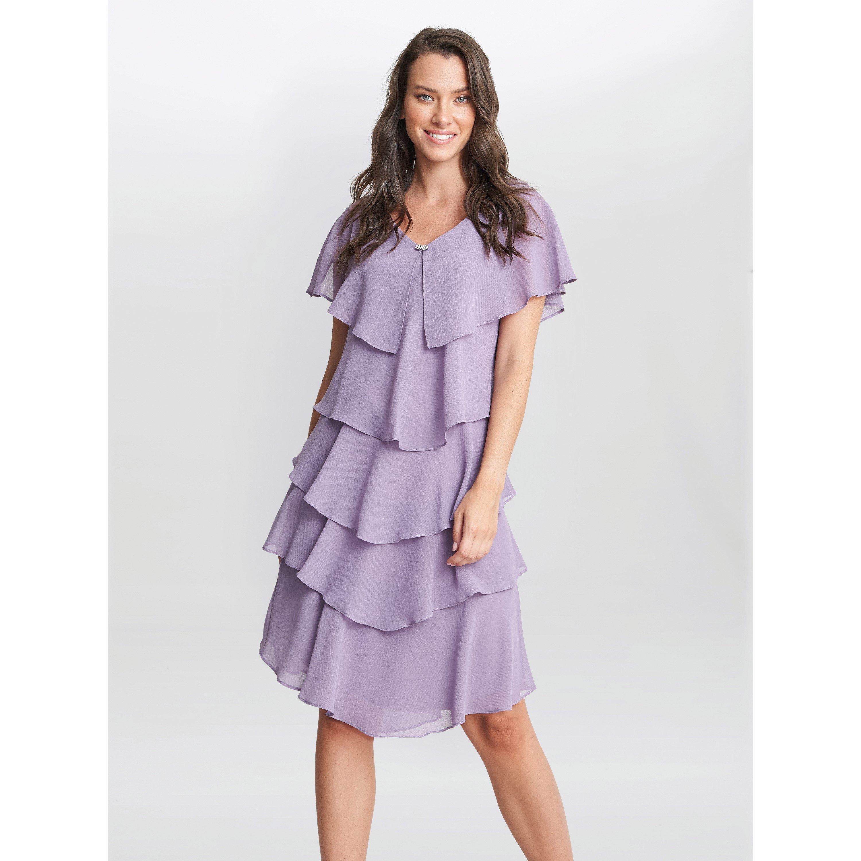 Gina Bacconi Women's Bella Georgette Tiered Dress - Lilac - 18