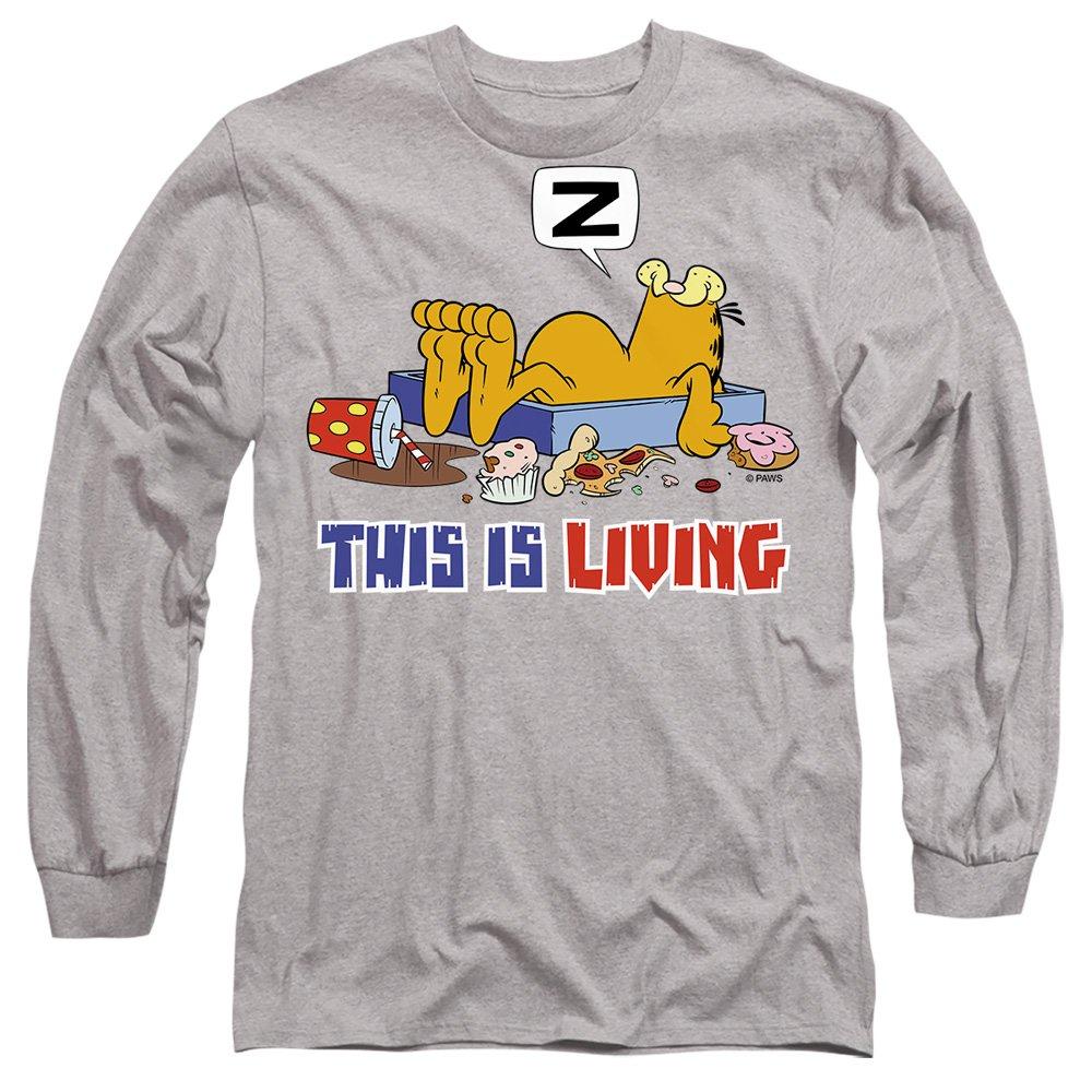 Garfield Men's This Is Living Long Sleeve T-Shirt Athle - Grey - XXL