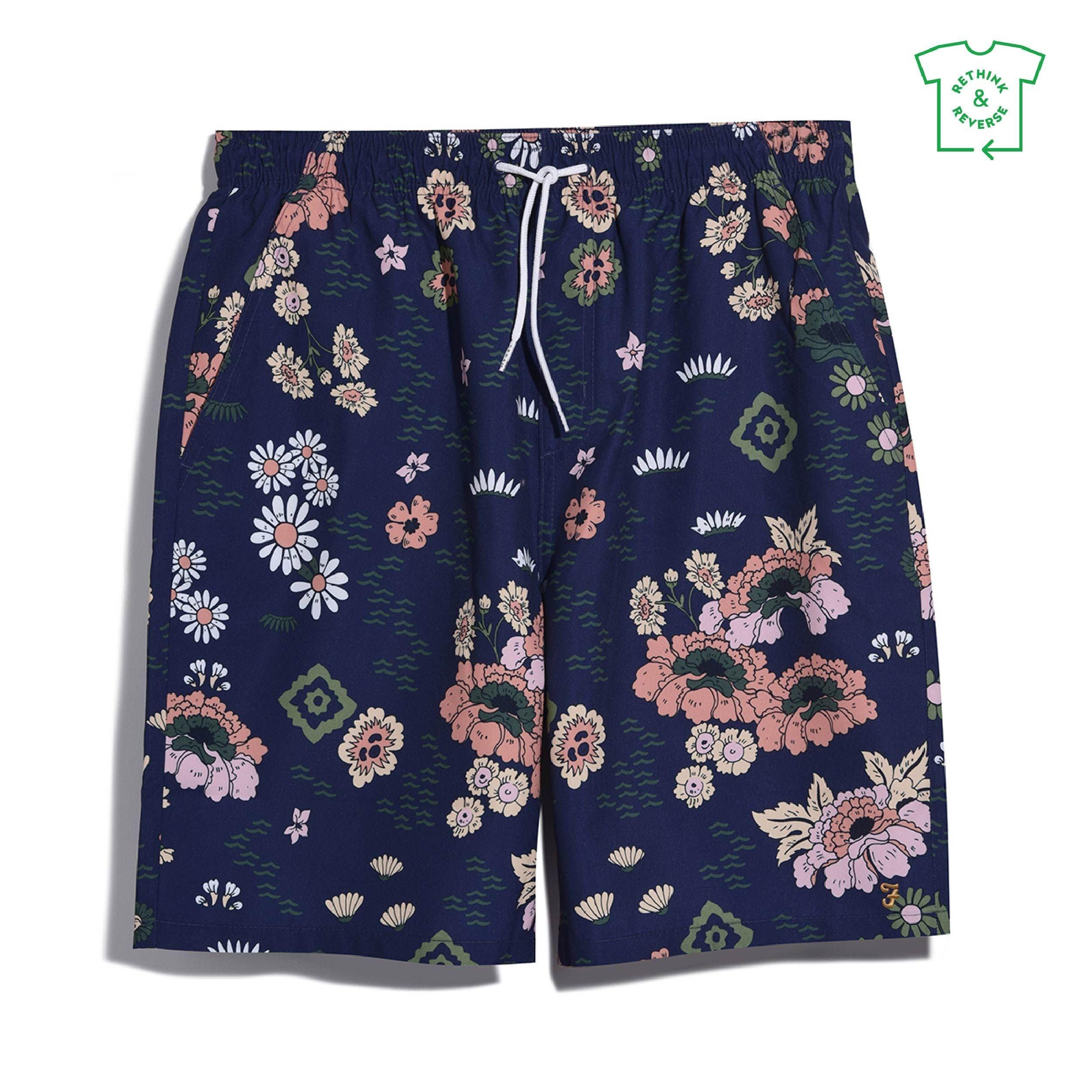 Farah Men's Colbert Floral Swim Shorts - Rich Indigo - Small