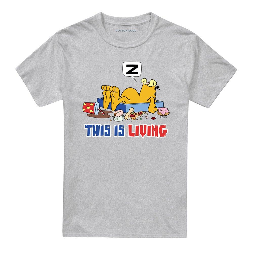 Grey - Garfield - Garfield This Is Living T Shirt Athletic Heather - 4
