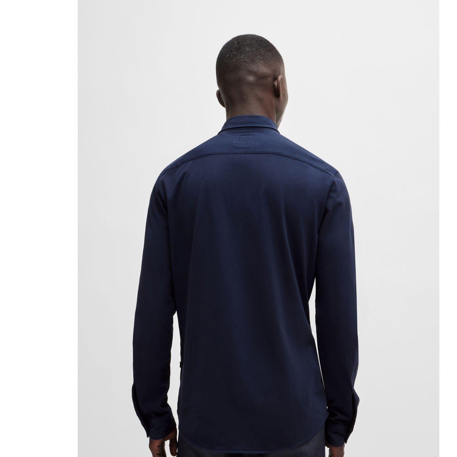 Navy - Boss - Embroidered Branding Slim-Fit Shirt - 2