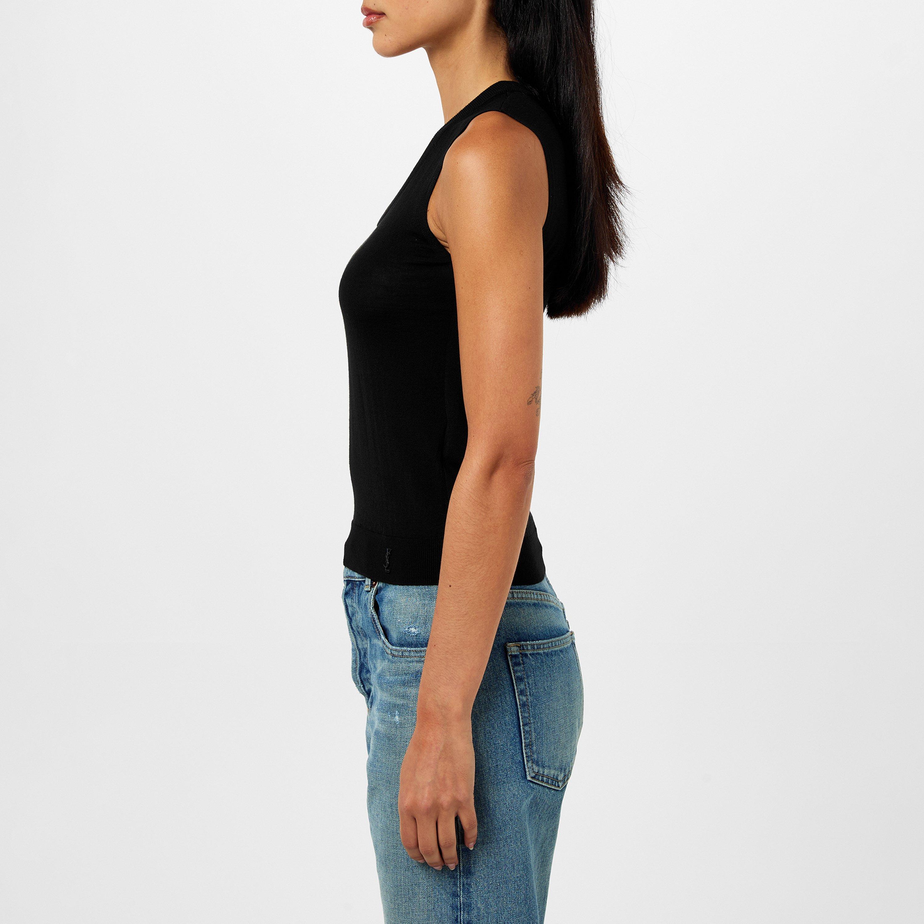 Noir - Saint Laurent - Le Cassandre Knitted Vest Top - 2