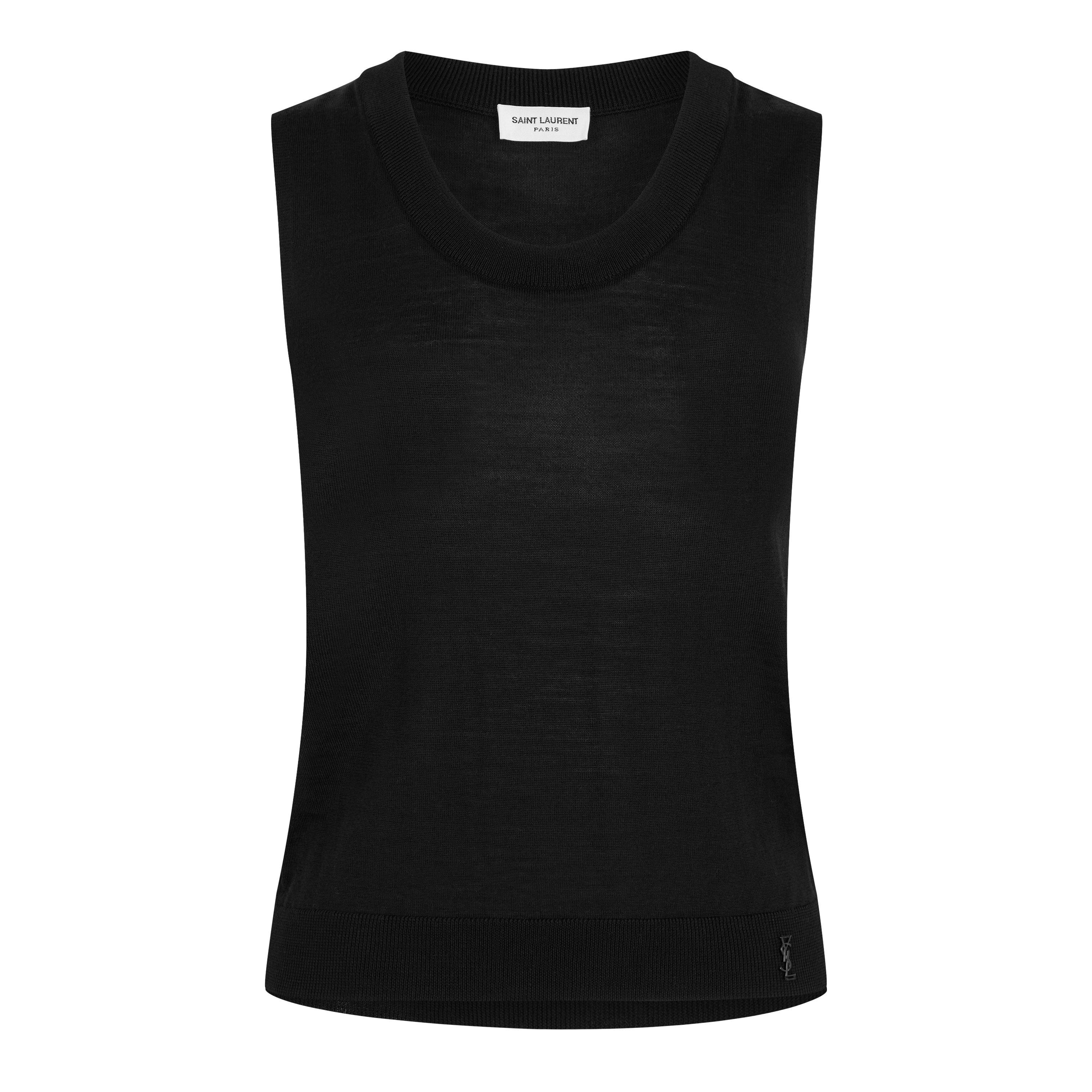 Noir - Saint Laurent - Le Cassandre Knitted Vest Top - 7