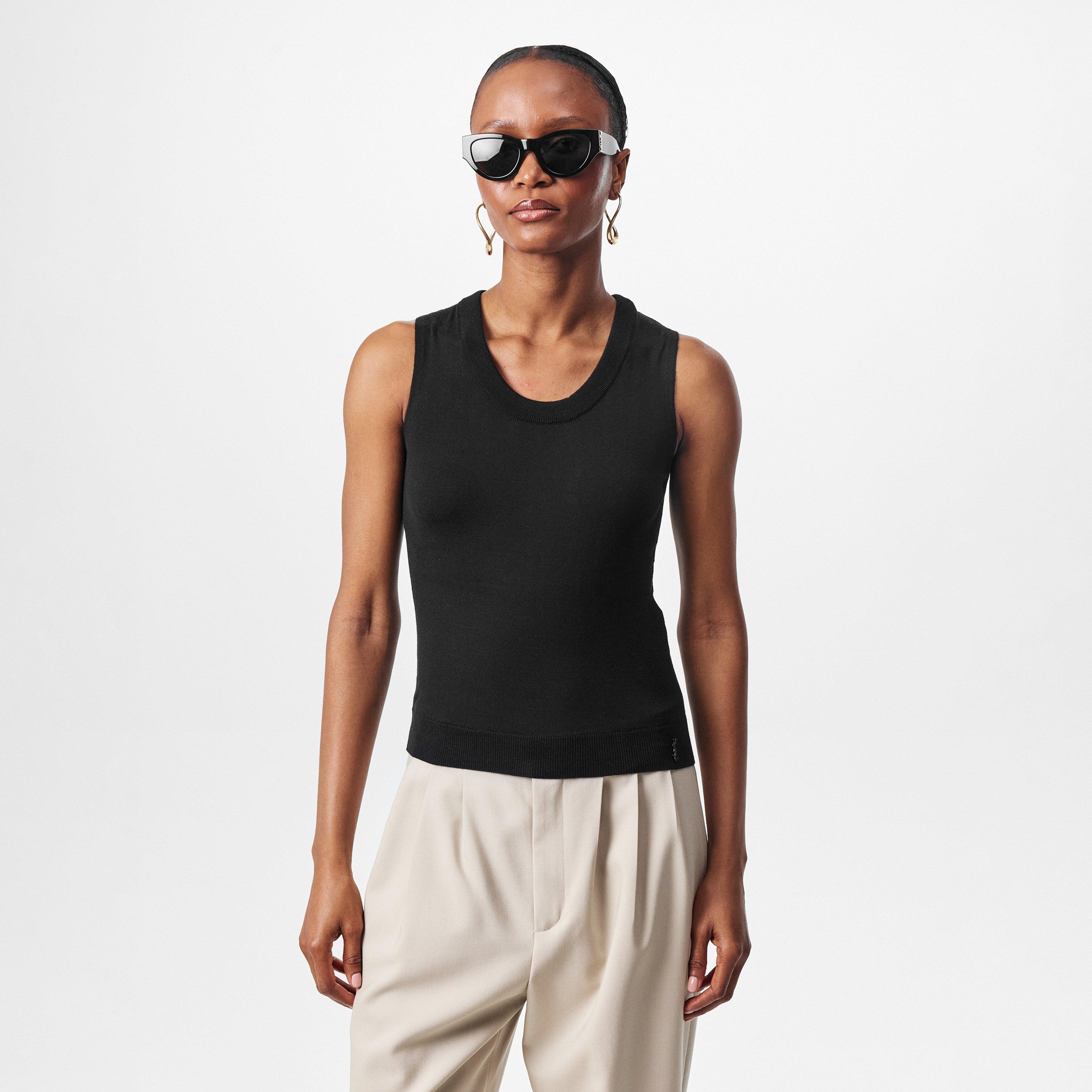 Noir - Saint Laurent - Le Cassandre Knitted Vest Top - 3