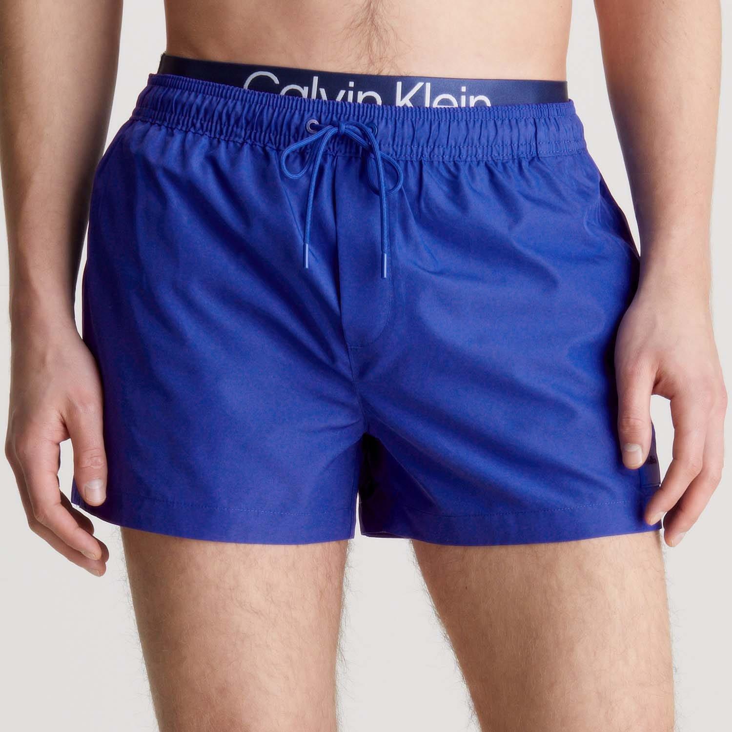 Blue - Calvin Klein - Double Waistband Swim Shorts - 3