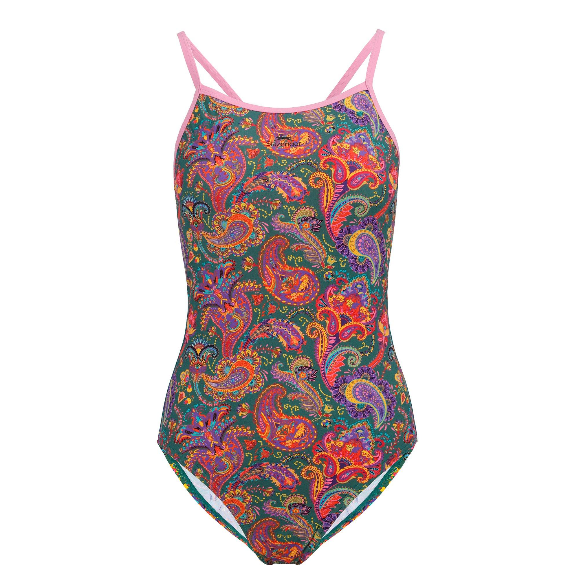 Pink/Print - Slazenger - Thinstrap One Piece Swimsuit Womens - 1