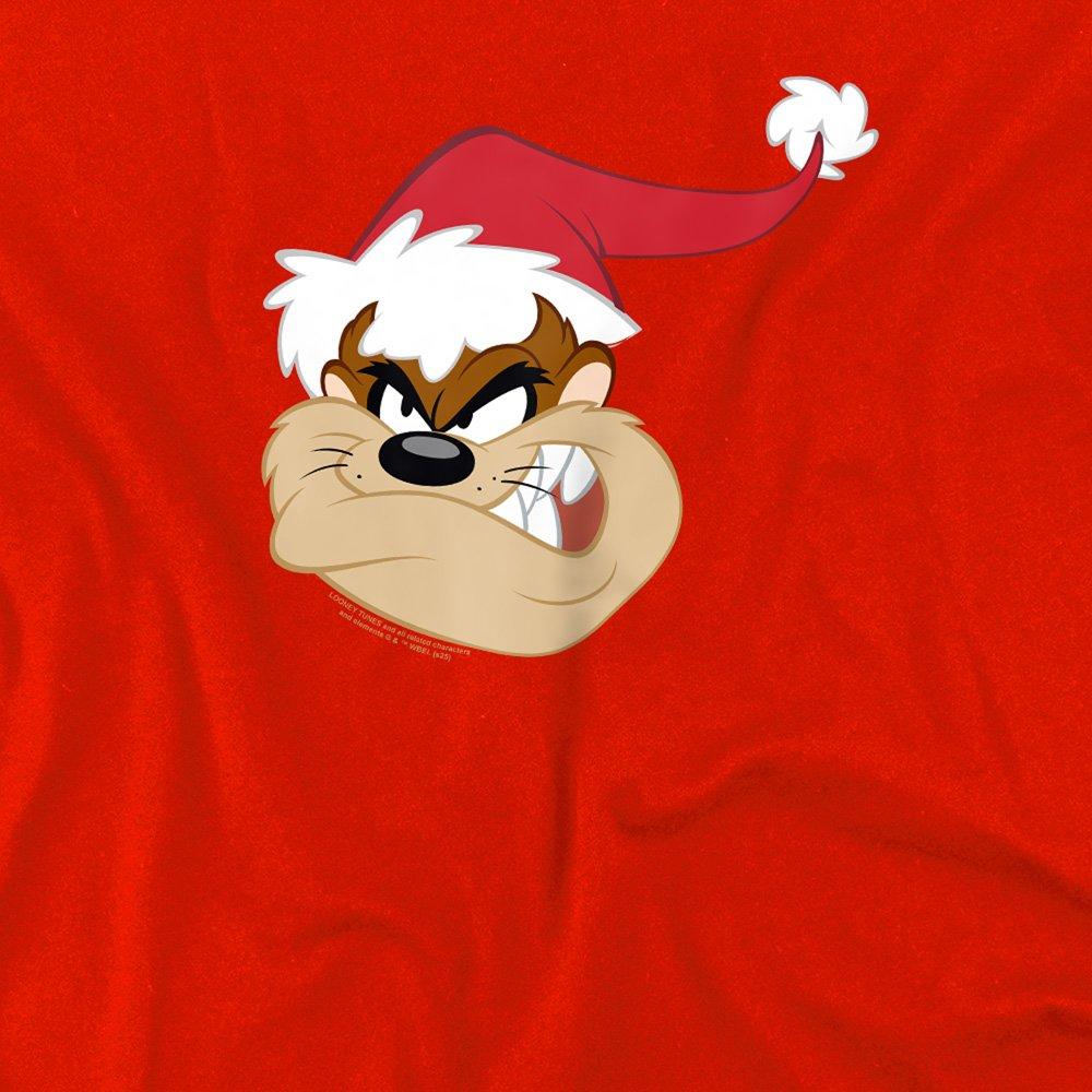 Red - Looney Tunes - Taz Santa Hat Kids T-Shirt Red - 2
