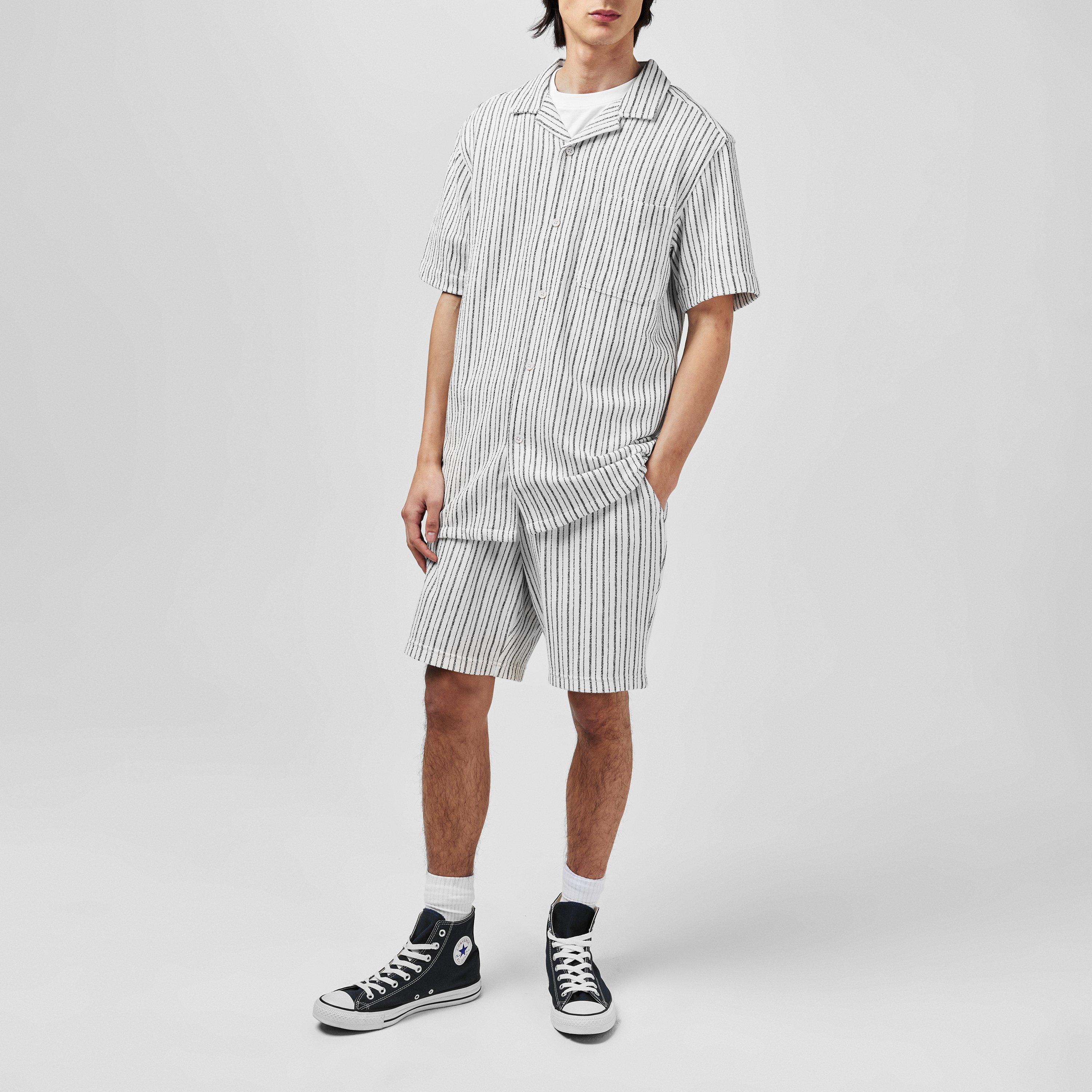 Wit/Zwart - Fabric - Strpe Short Sn - 6