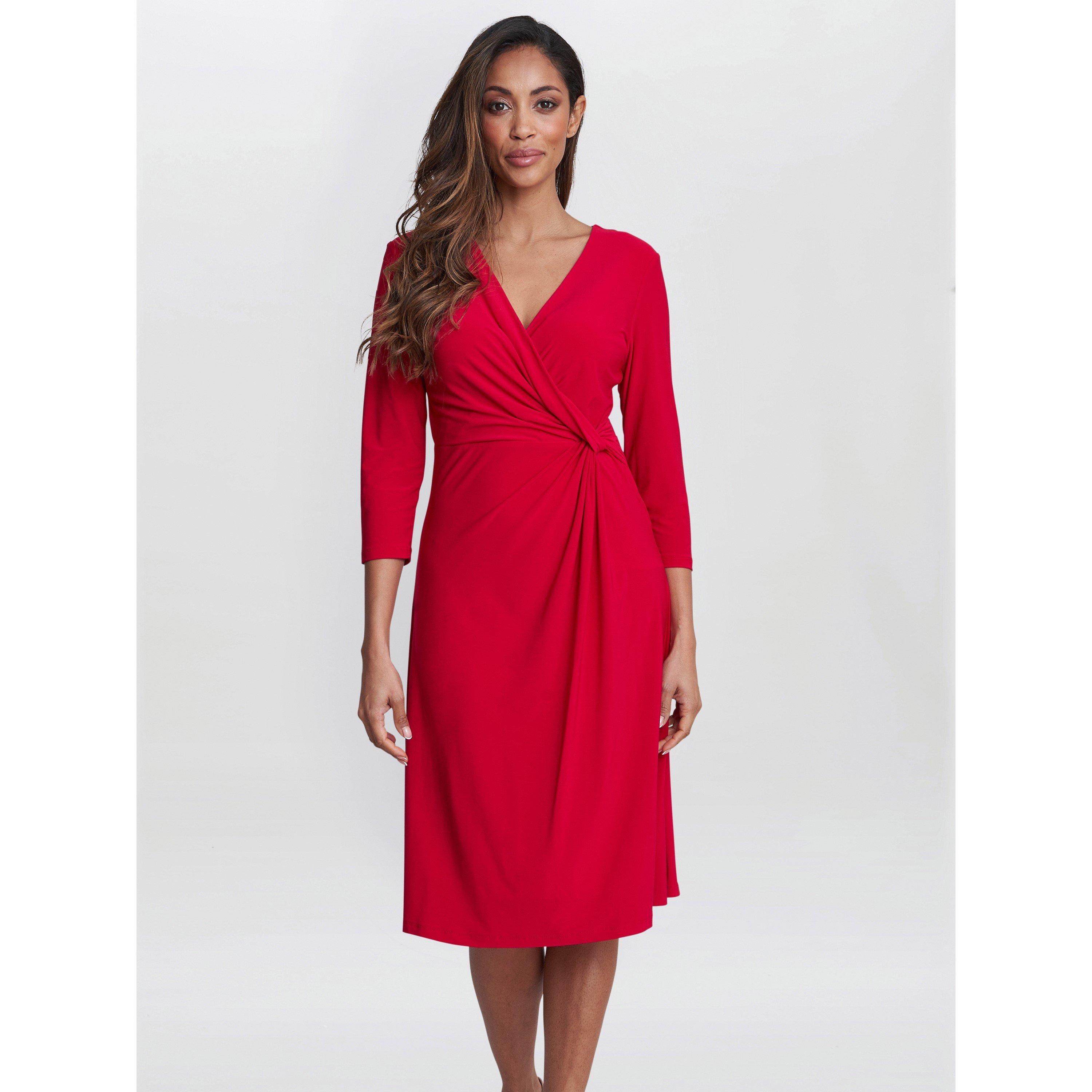 Gina Bacconi Women's Antonia Jersey Wrap Dress - Red - 22