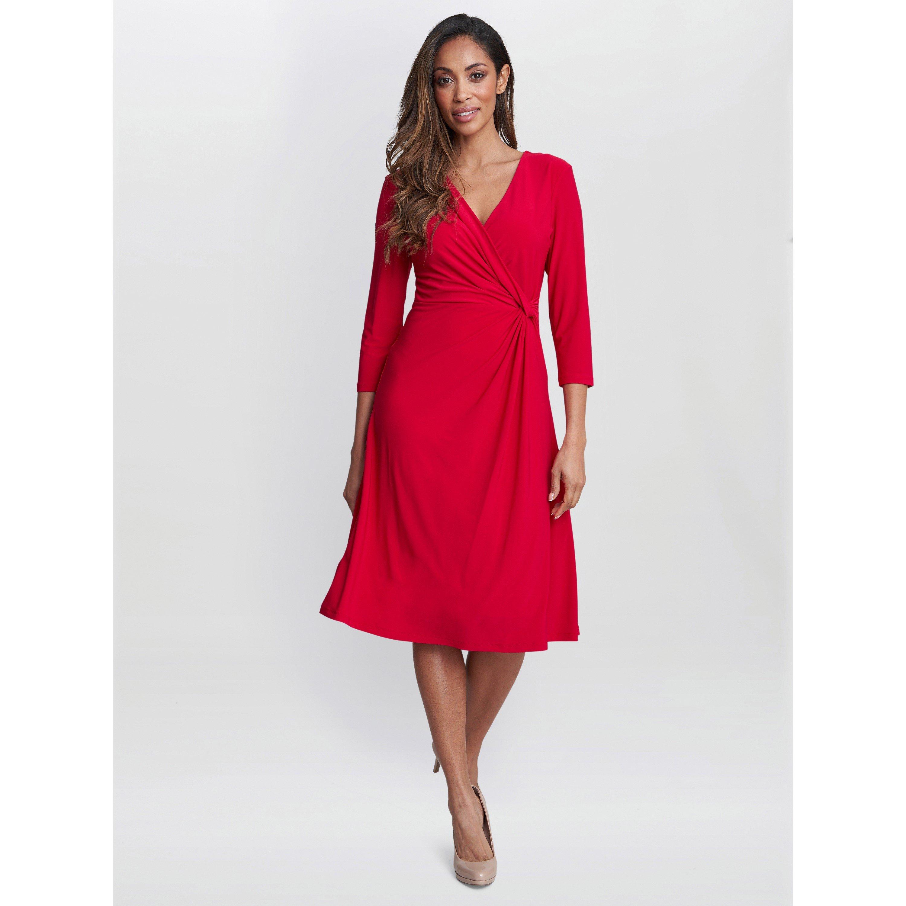 Red - Gina Bacconi - Antonia Jersey Wrap Dress - 3