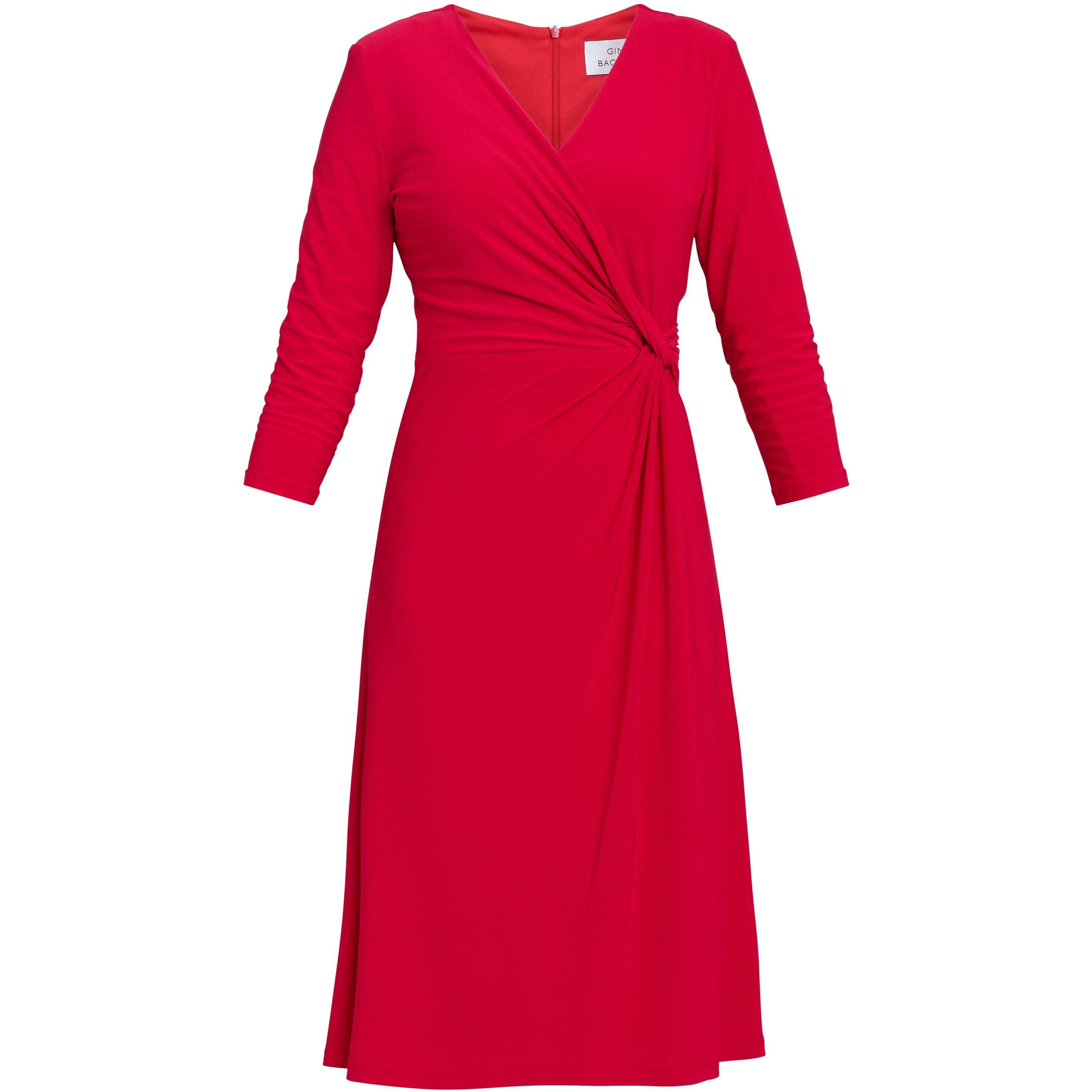 Red - Gina Bacconi - Antonia Jersey Wrap Dress - 4