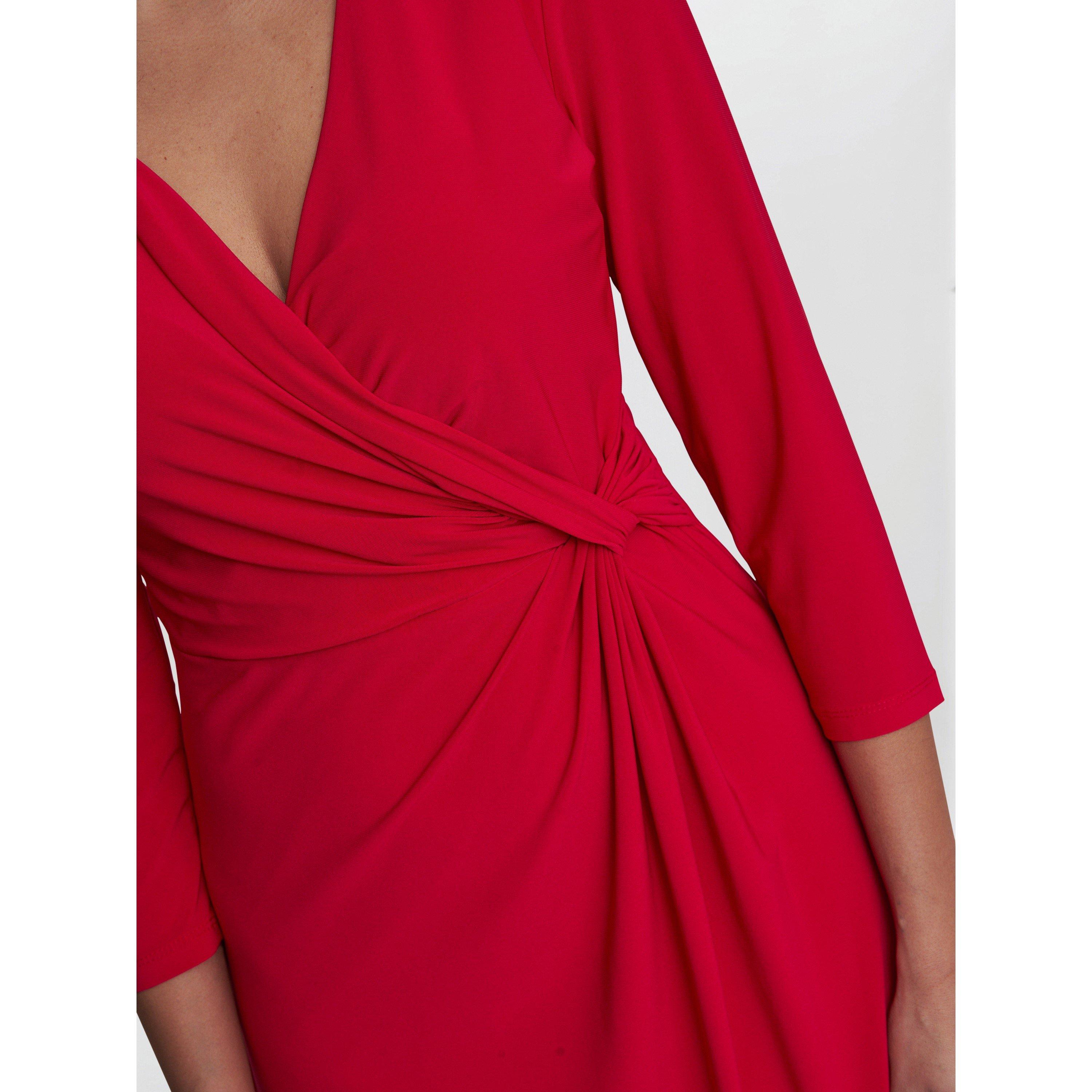 Red - Gina Bacconi - Antonia Jersey Wrap Dress - 5