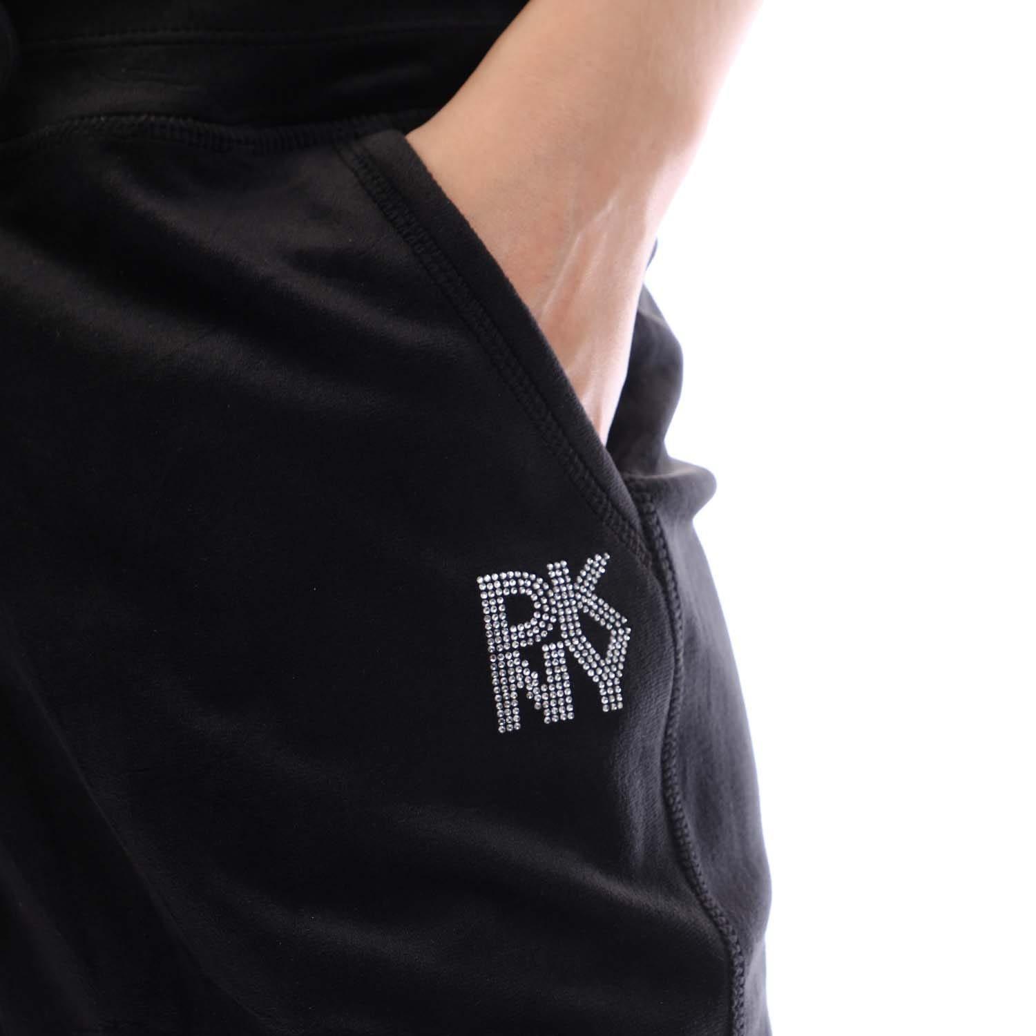 Black - DKNY - Rhinestone Logo Jog Pants - 3