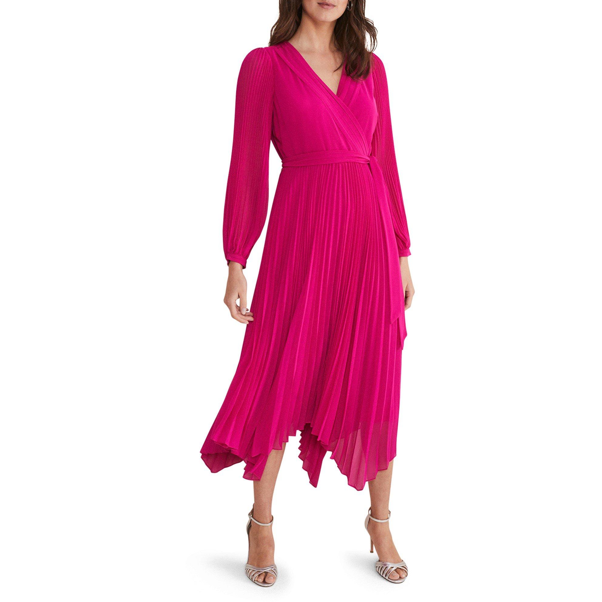 Magenta Pink - Phase Eight - Petra Pleated Wrap Dress - 2