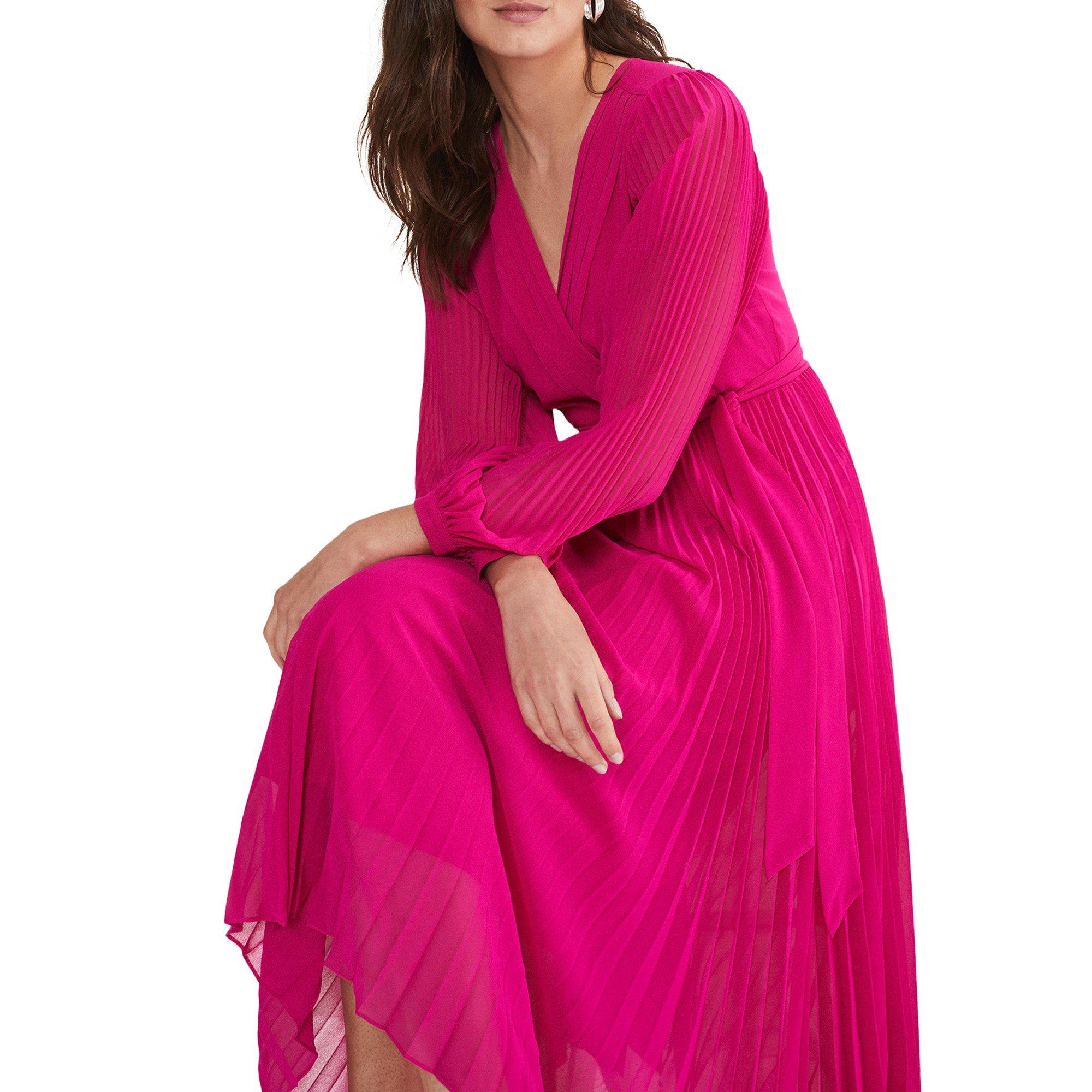 Magenta Pink - Phase Eight - Petra Pleated Wrap Dress - 5