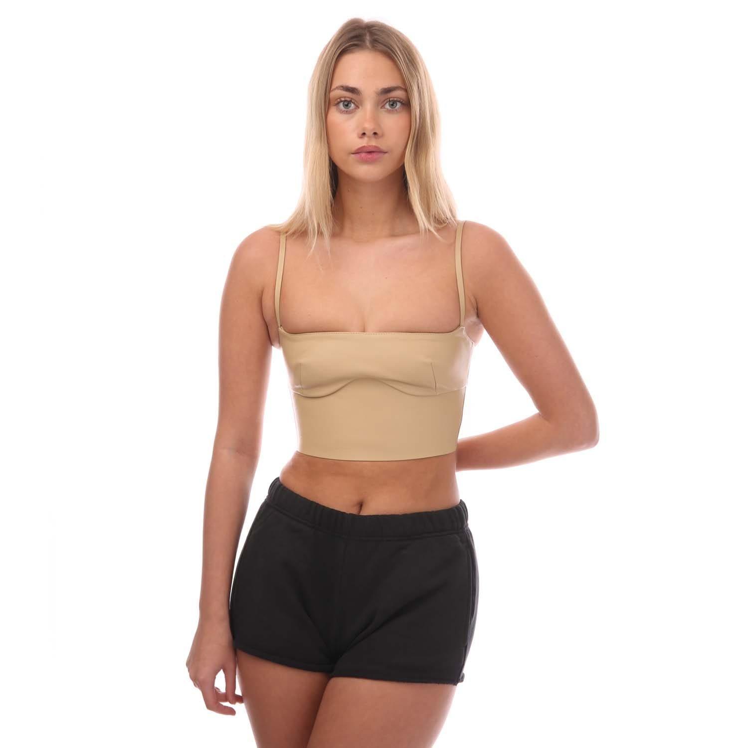 Camel - Off White - Leather Bustier Top - 2