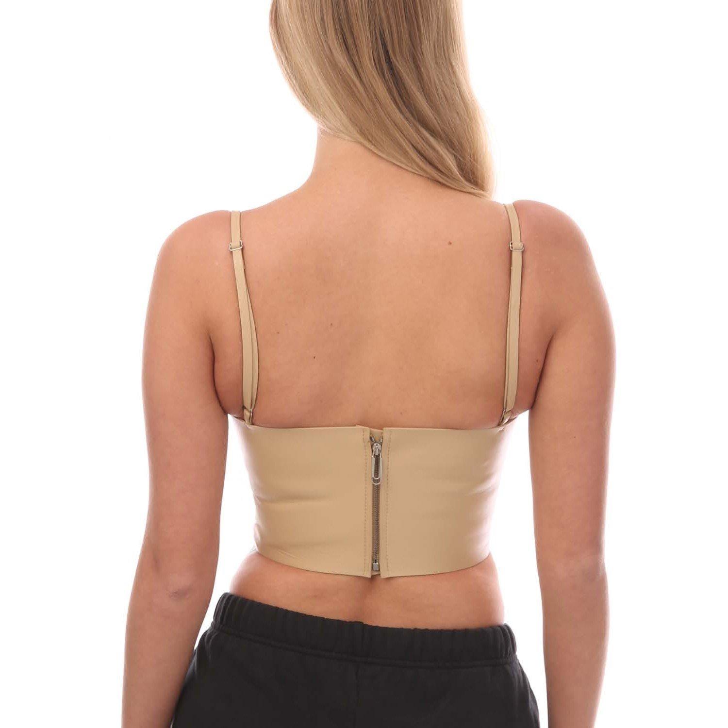 Camel - Off White - Leather Bustier Top - 3