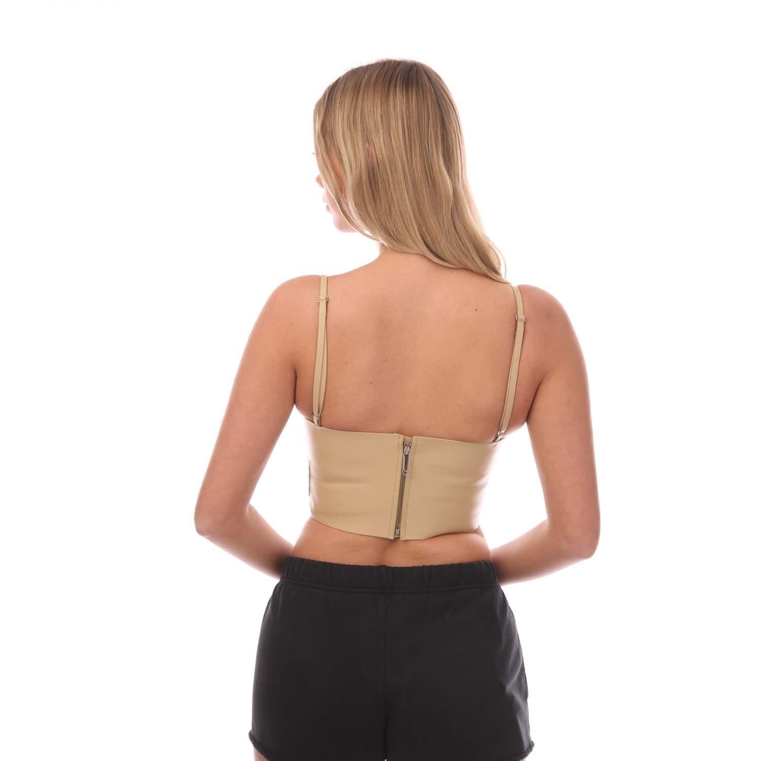 Camel - Off White - Leather Bustier Top - 4