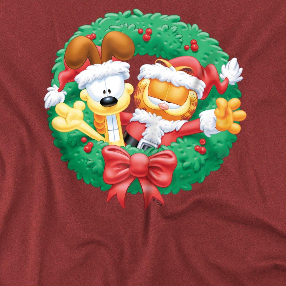 Red - Garfield - Garfield Christmas Wreath T Shirt Cardinal - 2