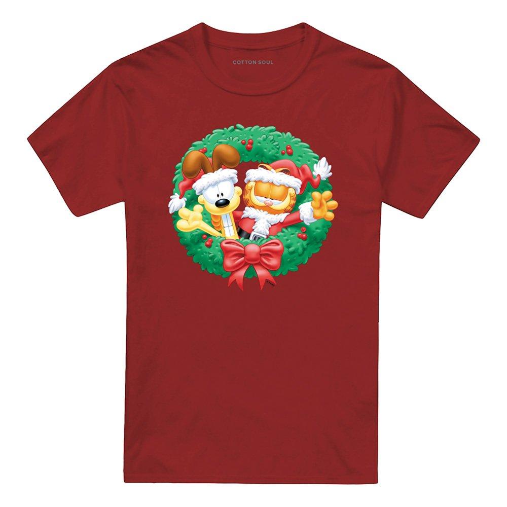 Red - Garfield - Garfield Christmas Wreath T Shirt Cardinal - 4