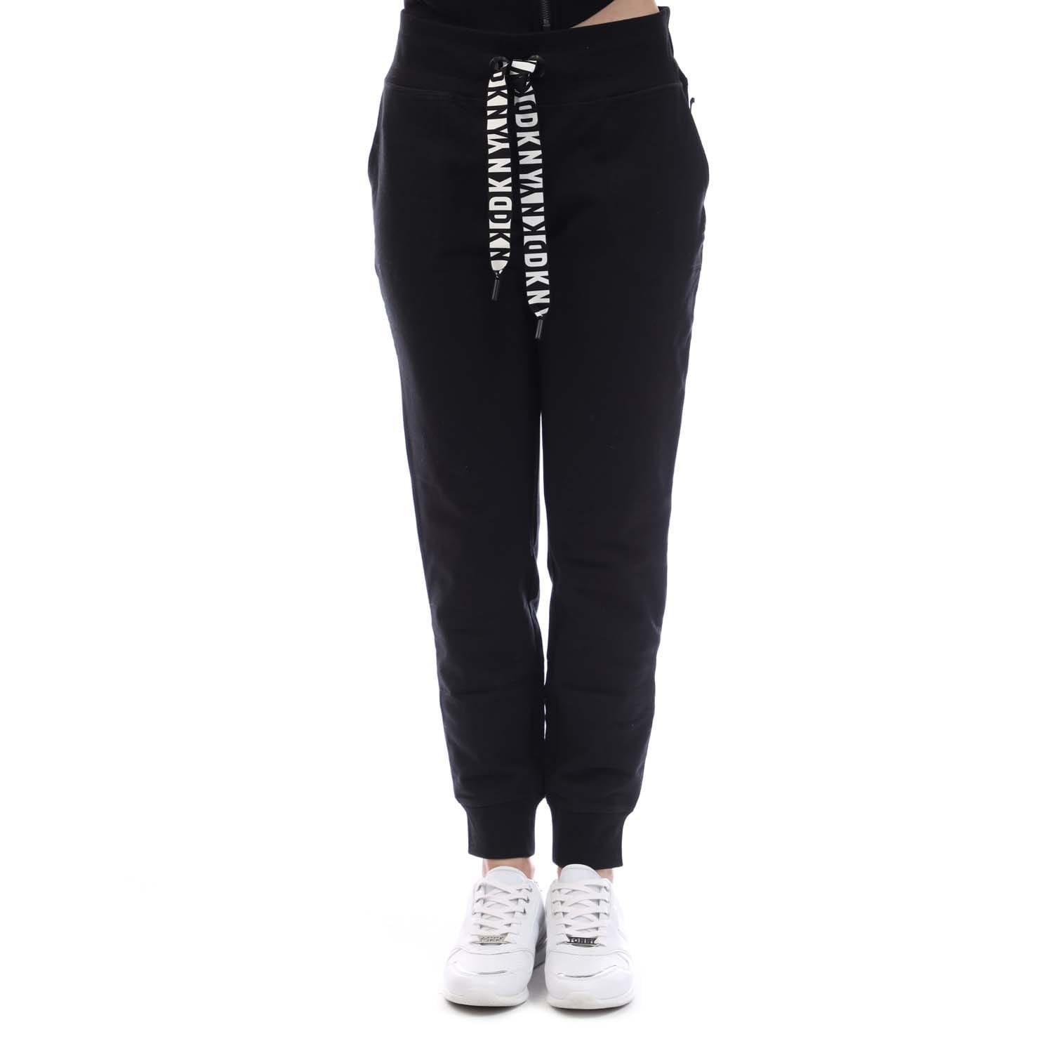 Black - DKNY - Two Tone Drawcord Cuffed Jog Pants - 1