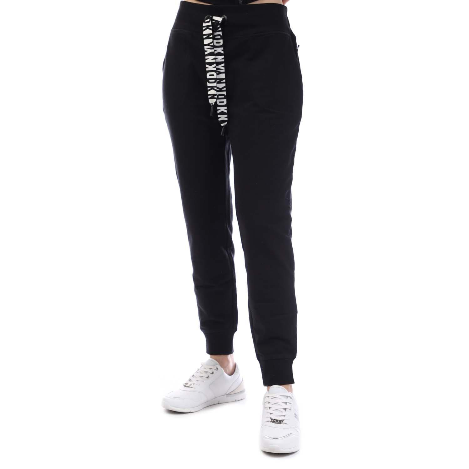 Black - DKNY - Two Tone Drawcord Cuffed Jog Pants - 2