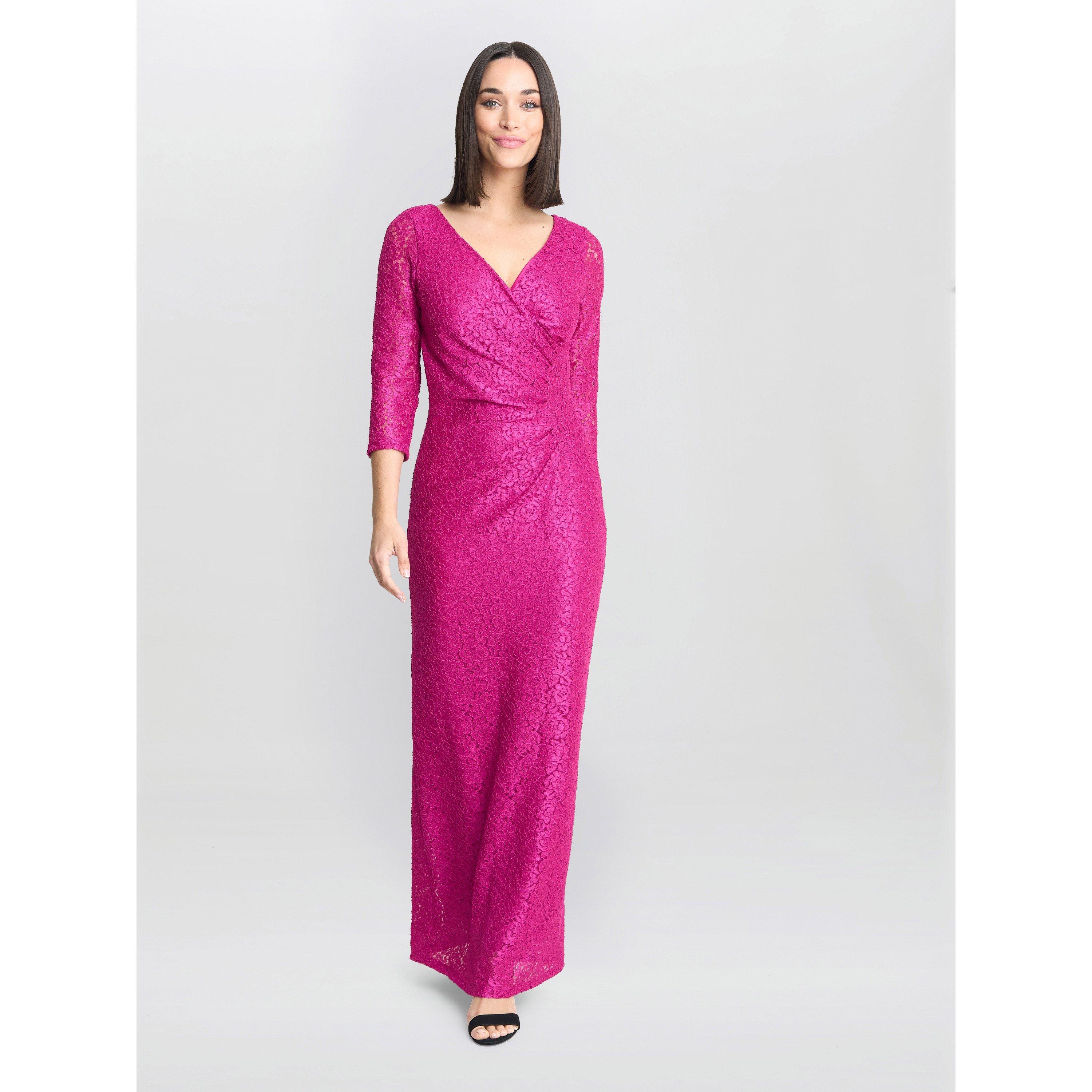 Fuchsia - Gina Bacconi - Fearne Lace Wrap Maxi Dress - 3