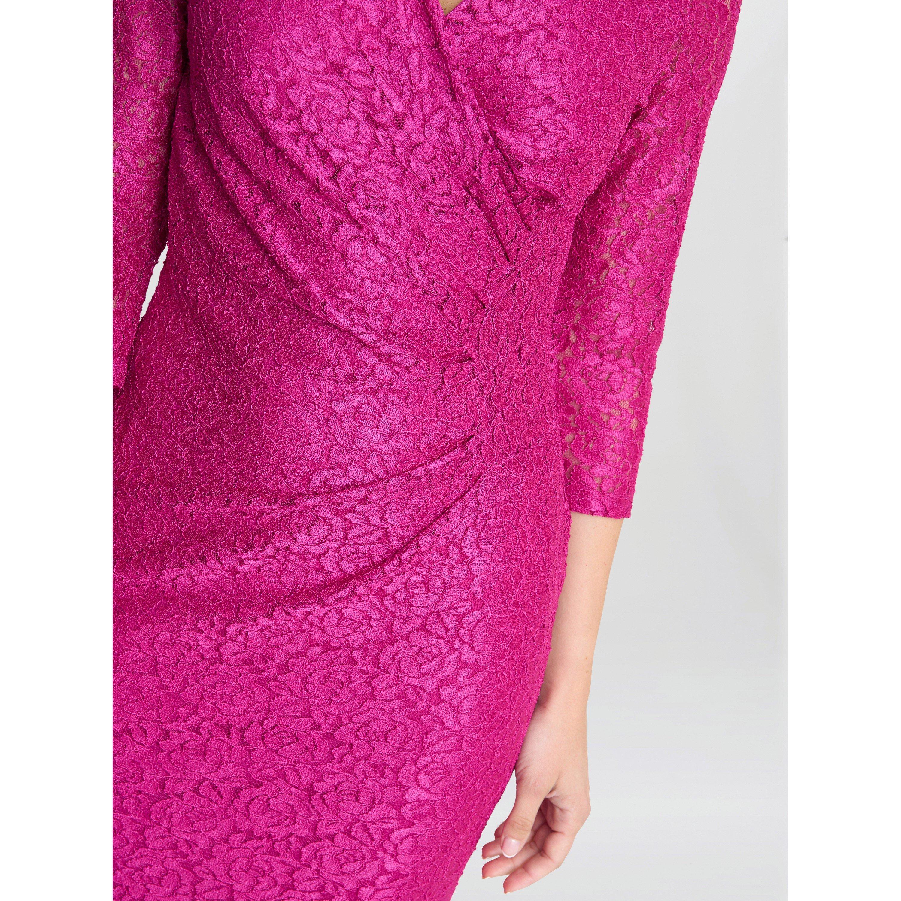 Fuchsia - Gina Bacconi - Fearne Lace Wrap Maxi Dress - 5