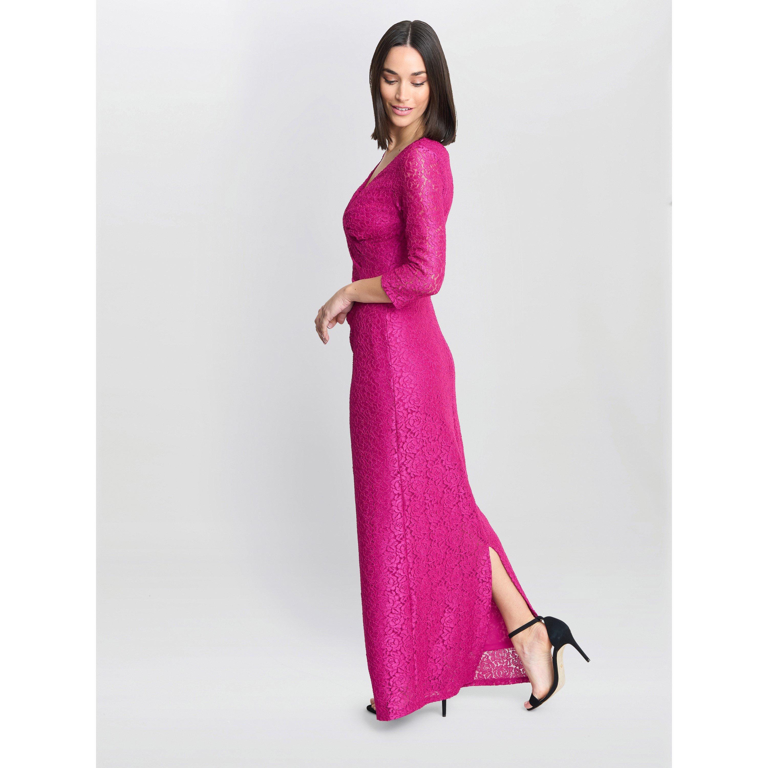 Fuchsia - Gina Bacconi - Fearne Lace Wrap Maxi Dress - 6