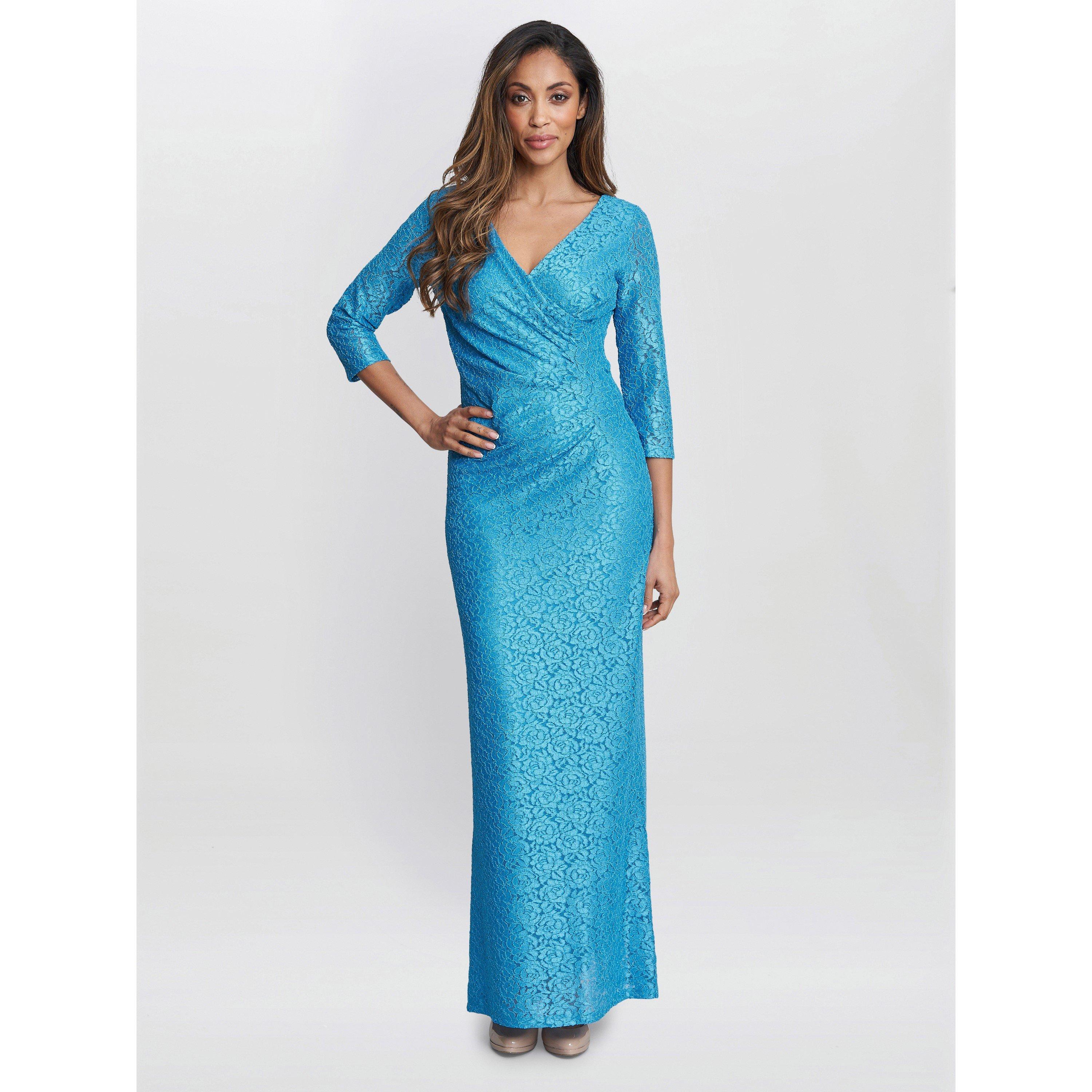 Gina Bacconi Women's Fearne Lace Wrap Maxi Dress - Turquoise - 10