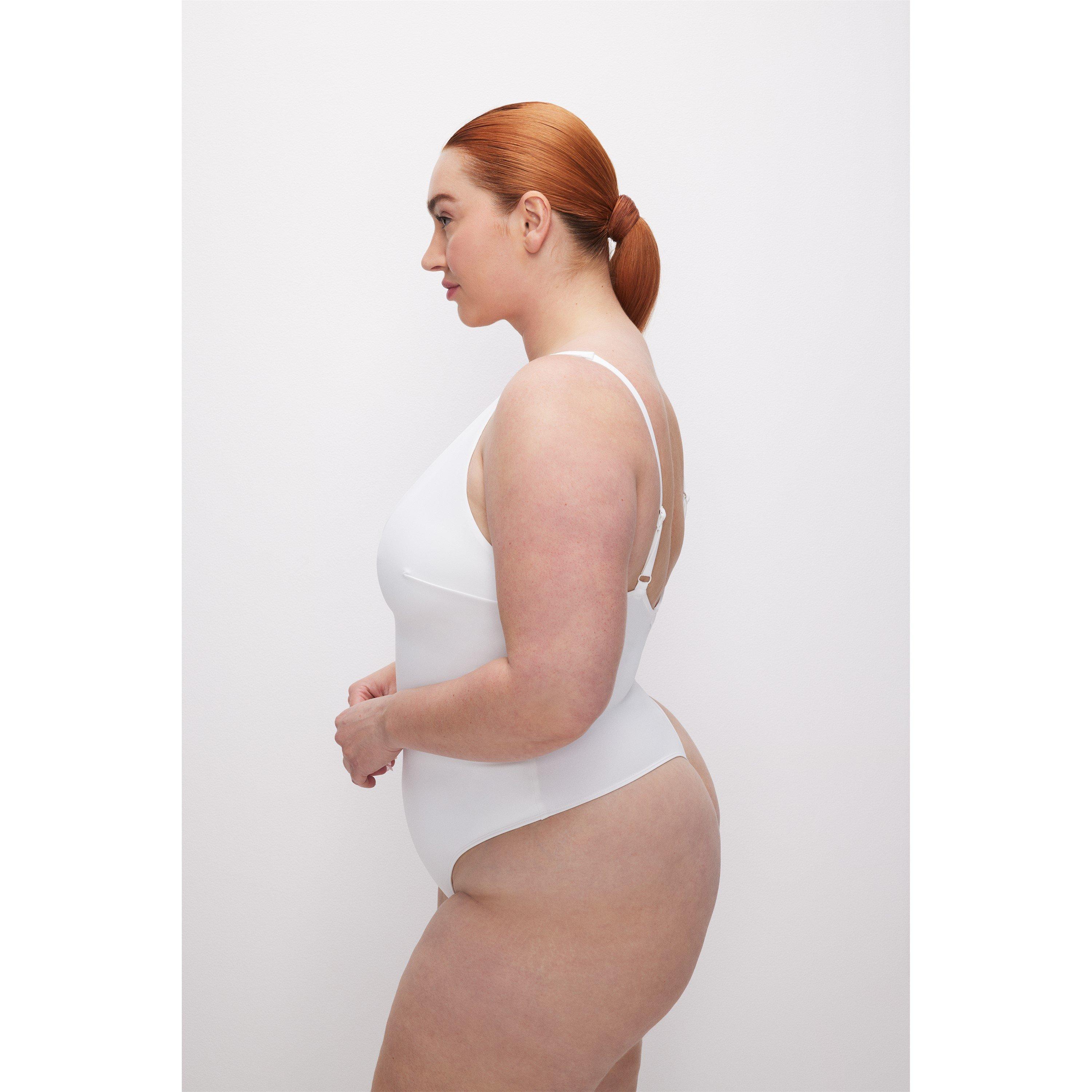 White - Good American - Women's Scuba V-Neck Tank Bodysuit - 3