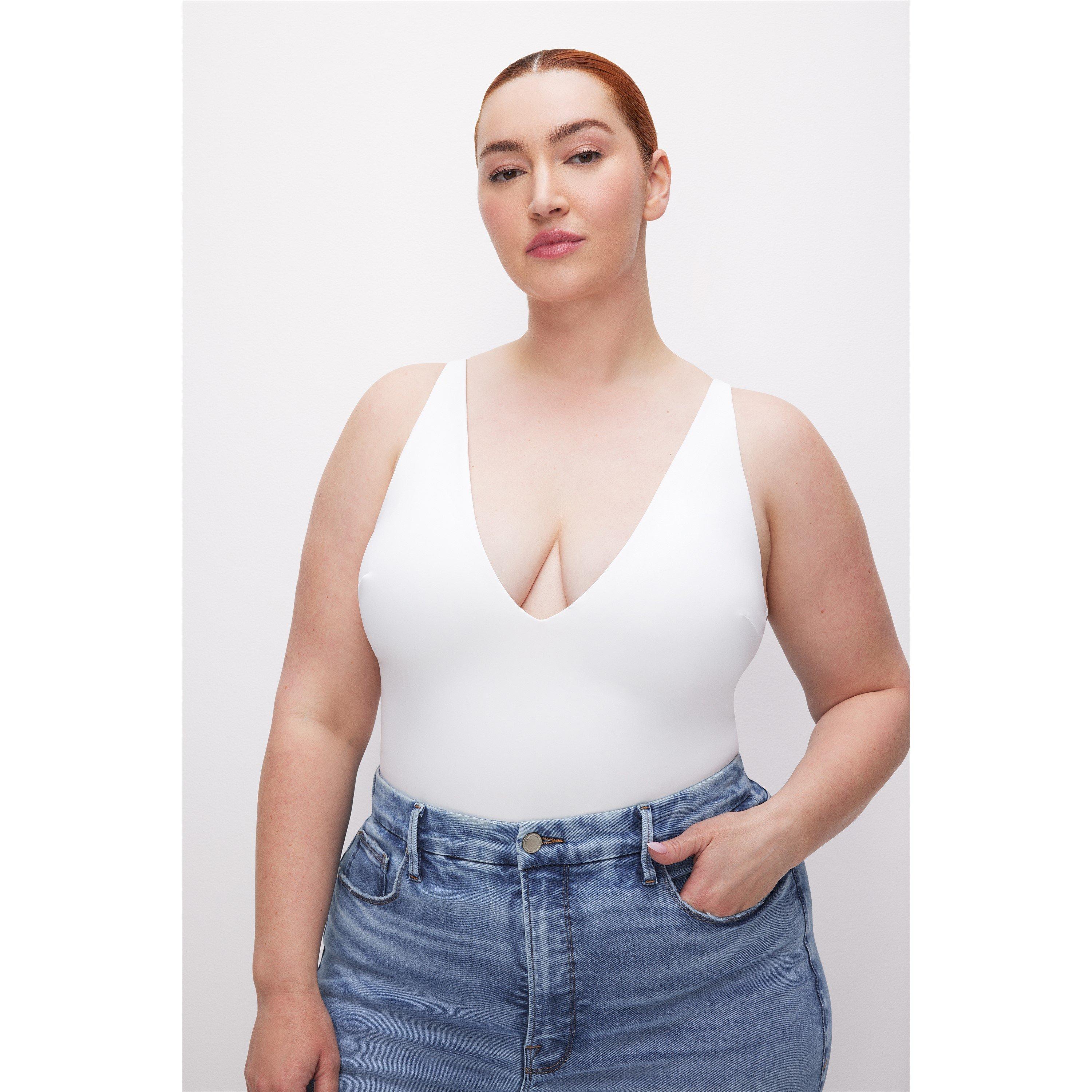 White - Good American - Women's Scuba V-Neck Tank Bodysuit - 5