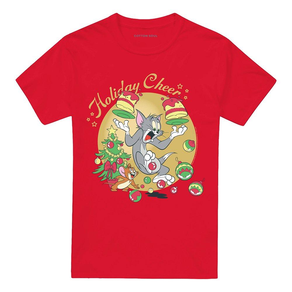 Red - Warner Brothers - Tom And Jerry Christmas Holiday Cheer T-Shirt Red - 4
