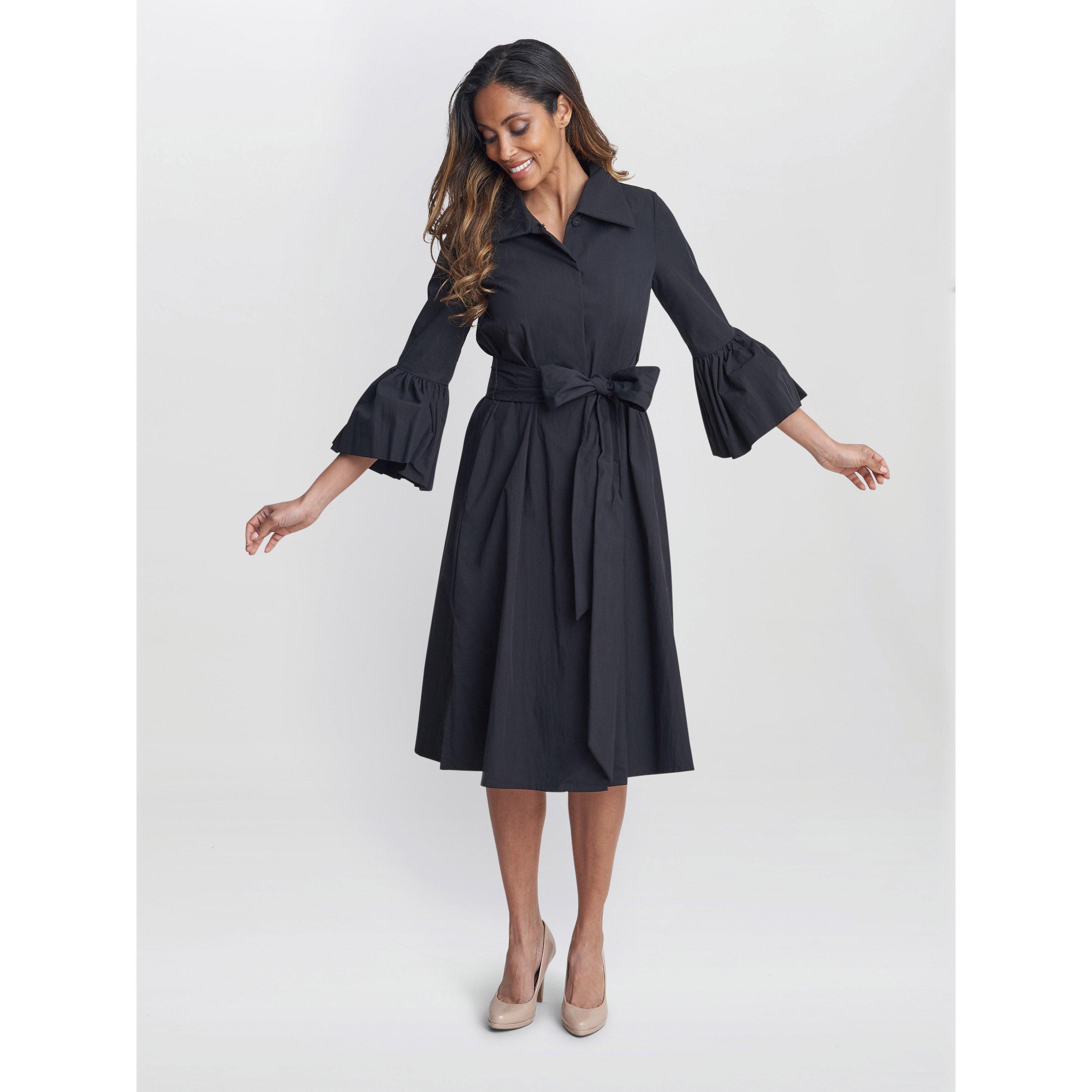 Black - Gina Bacconi - Melinda Taffeta Shirt Dress - 3