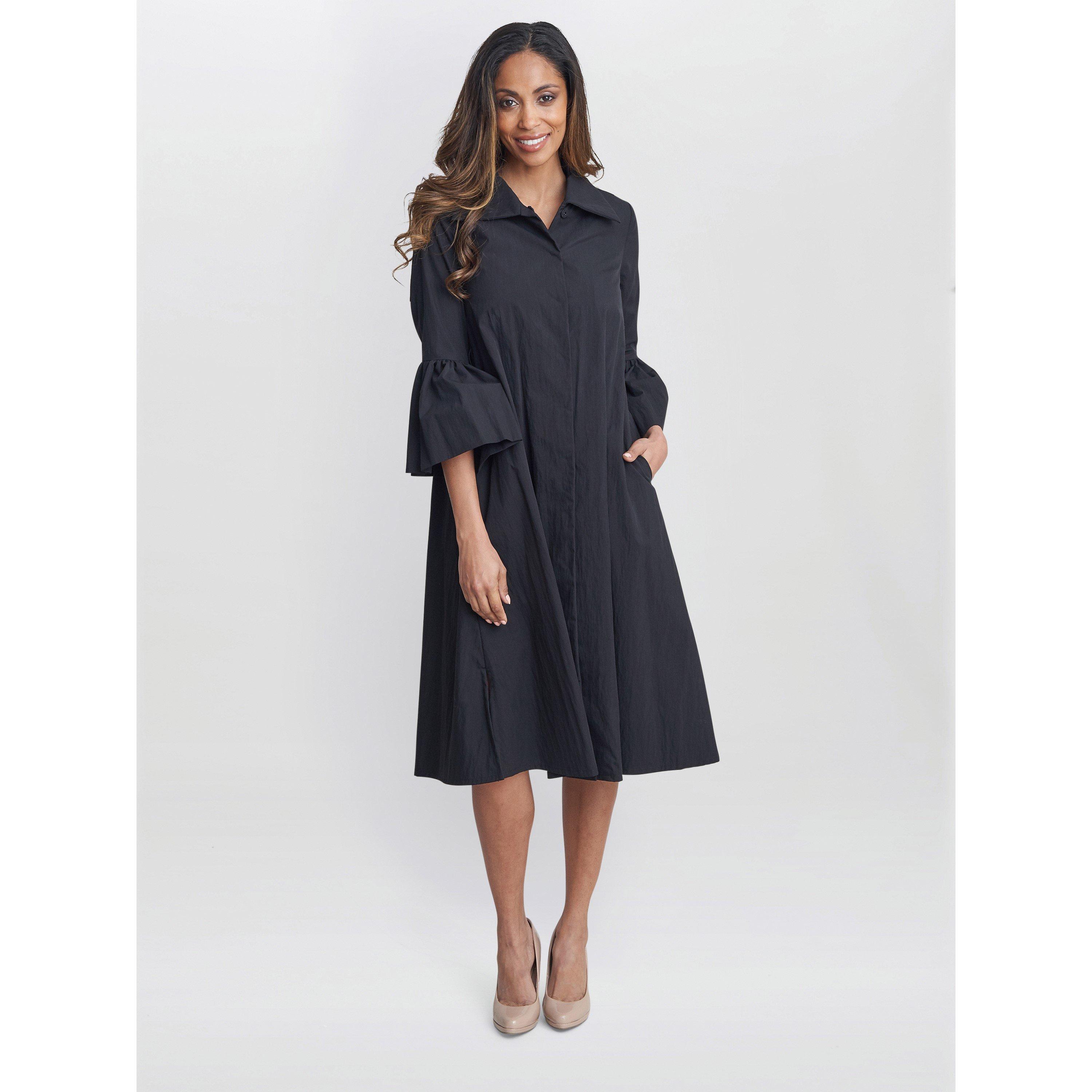 Black - Gina Bacconi - Melinda Taffeta Shirt Dress - 6