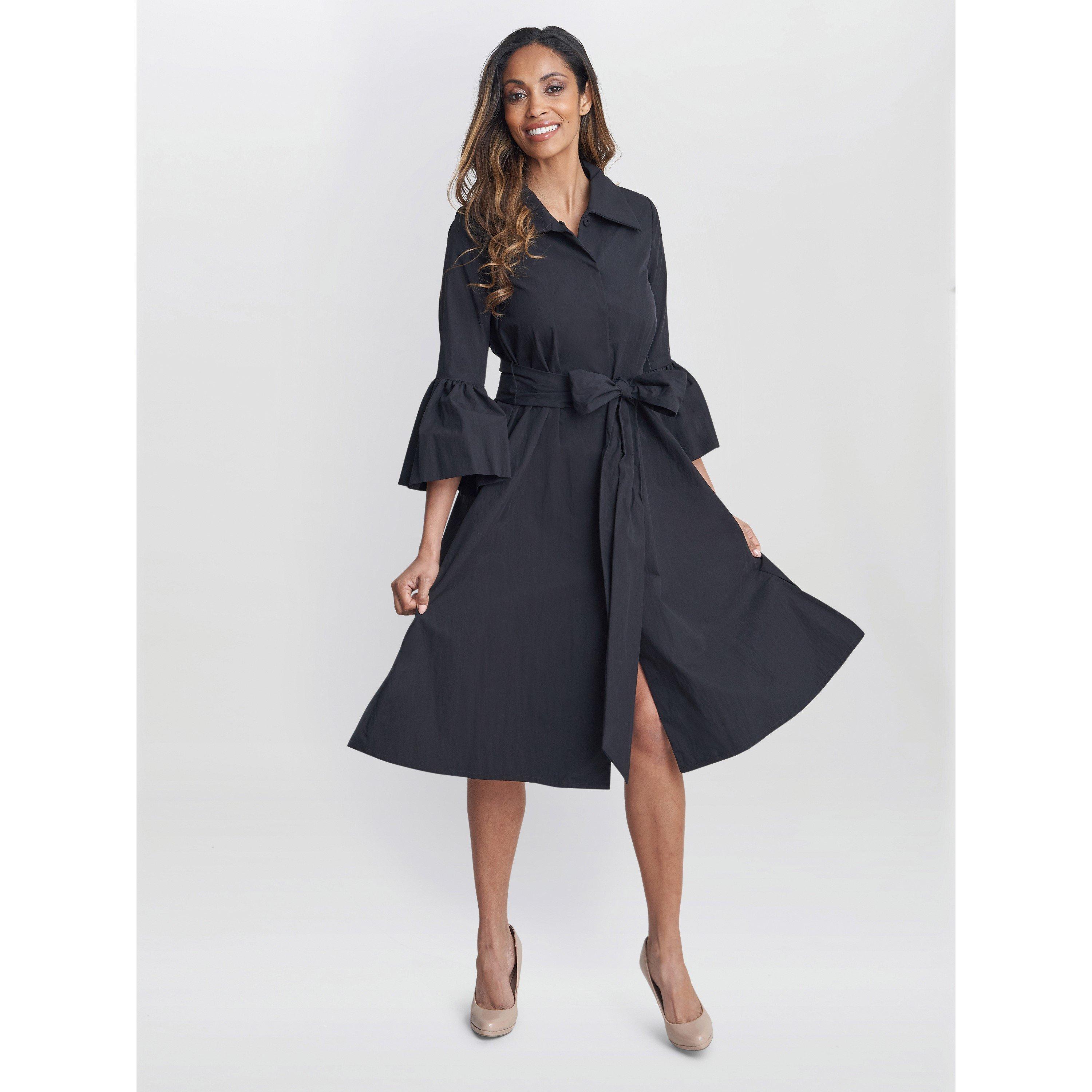 Black - Gina Bacconi - Melinda Taffeta Shirt Dress - 7