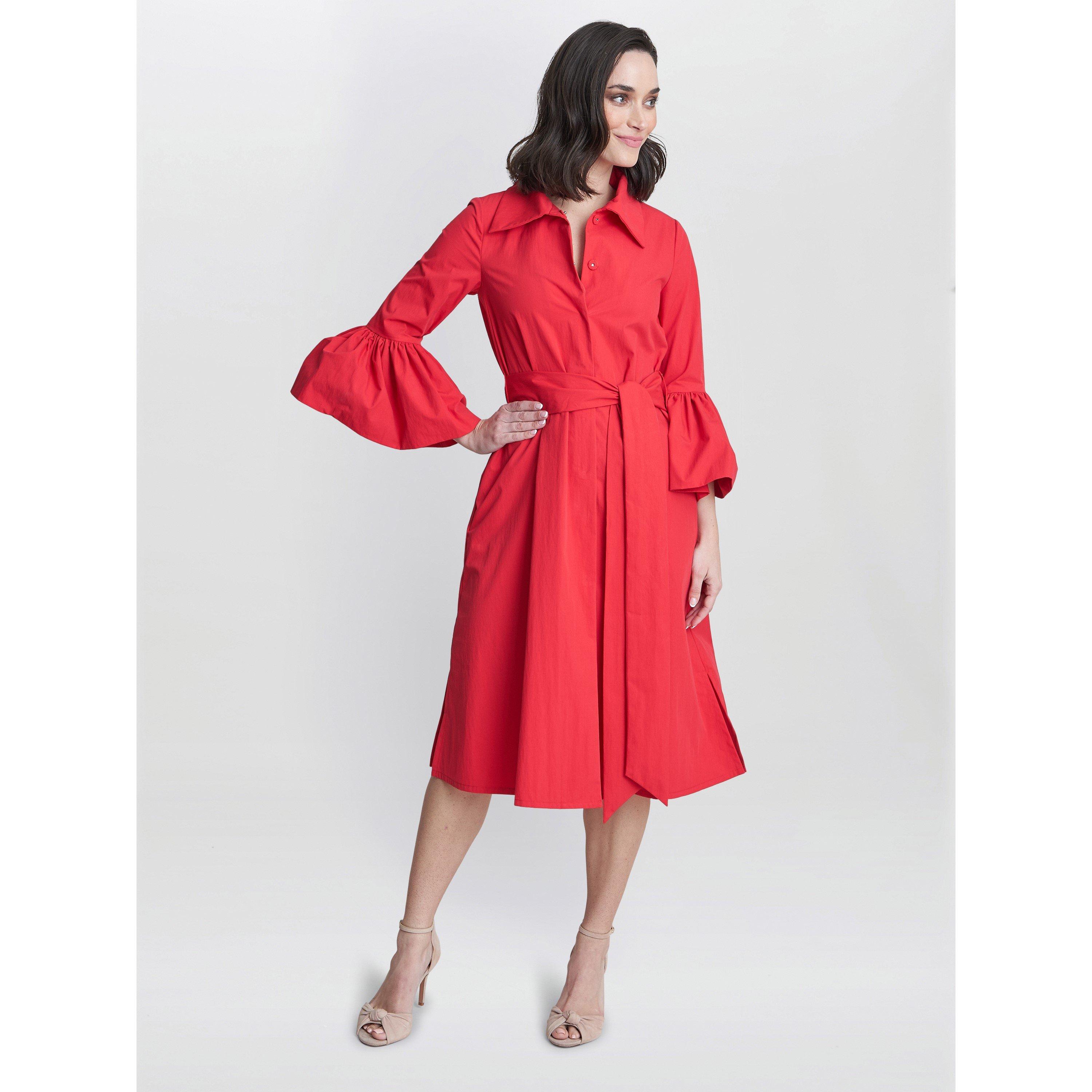 Red - Gina Bacconi - Melinda Taffeta Shirt Dress - 2