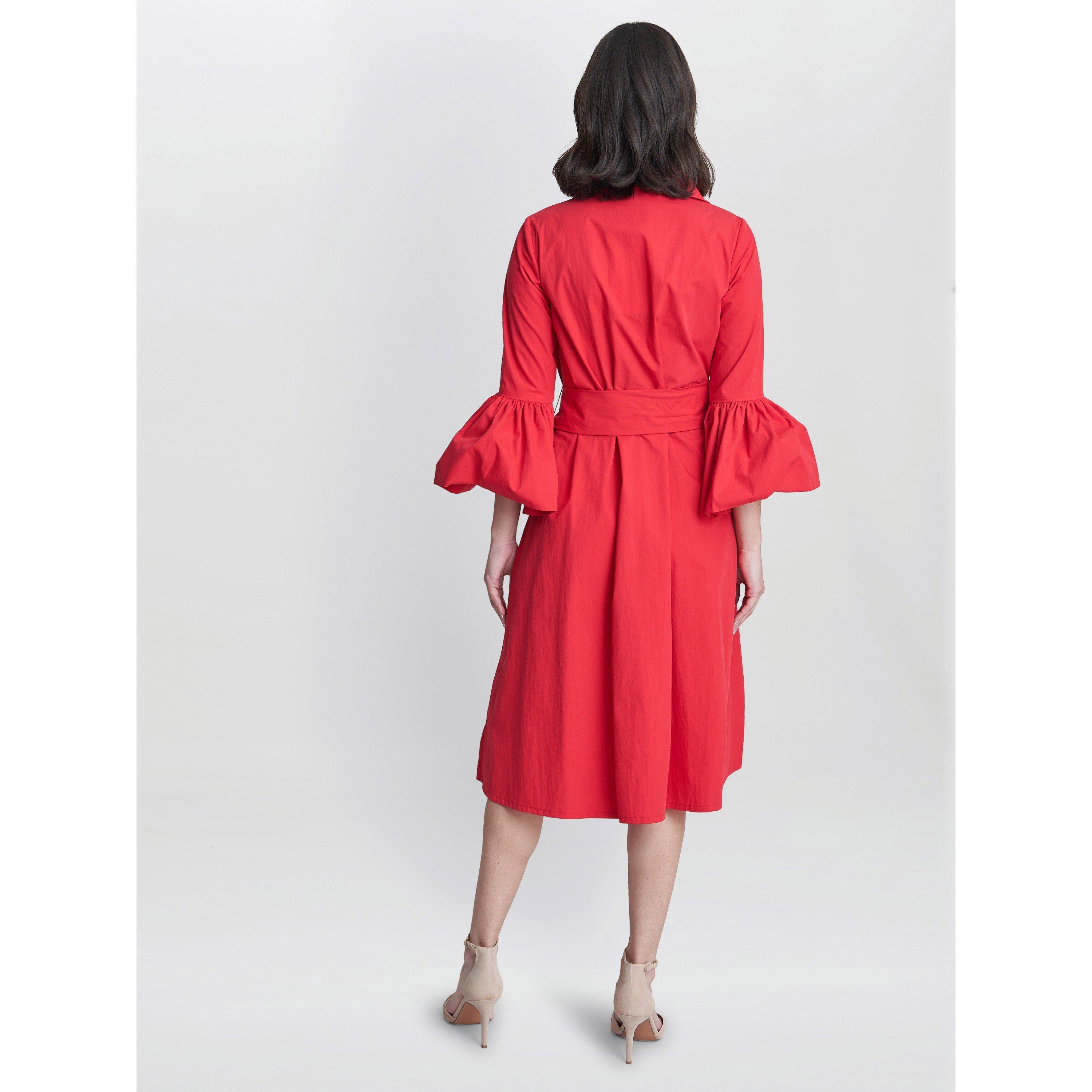 Red - Gina Bacconi - Melinda Taffeta Shirt Dress - 3