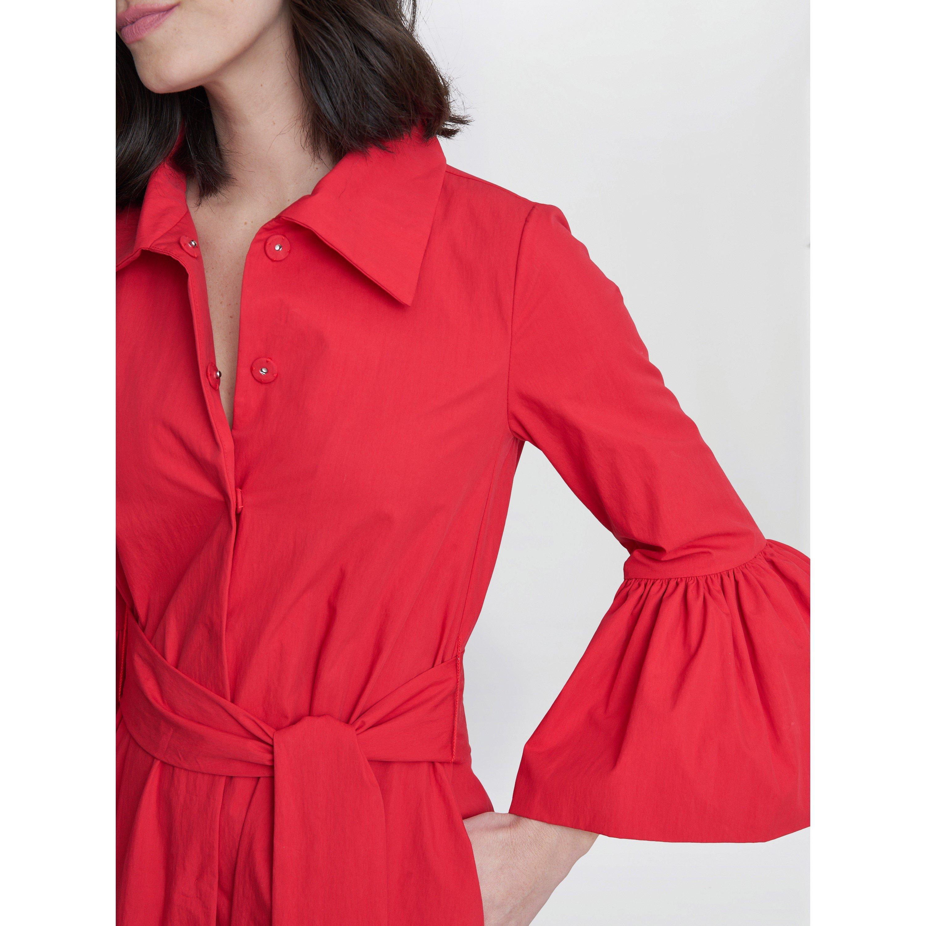 Red - Gina Bacconi - Melinda Taffeta Shirt Dress - 6