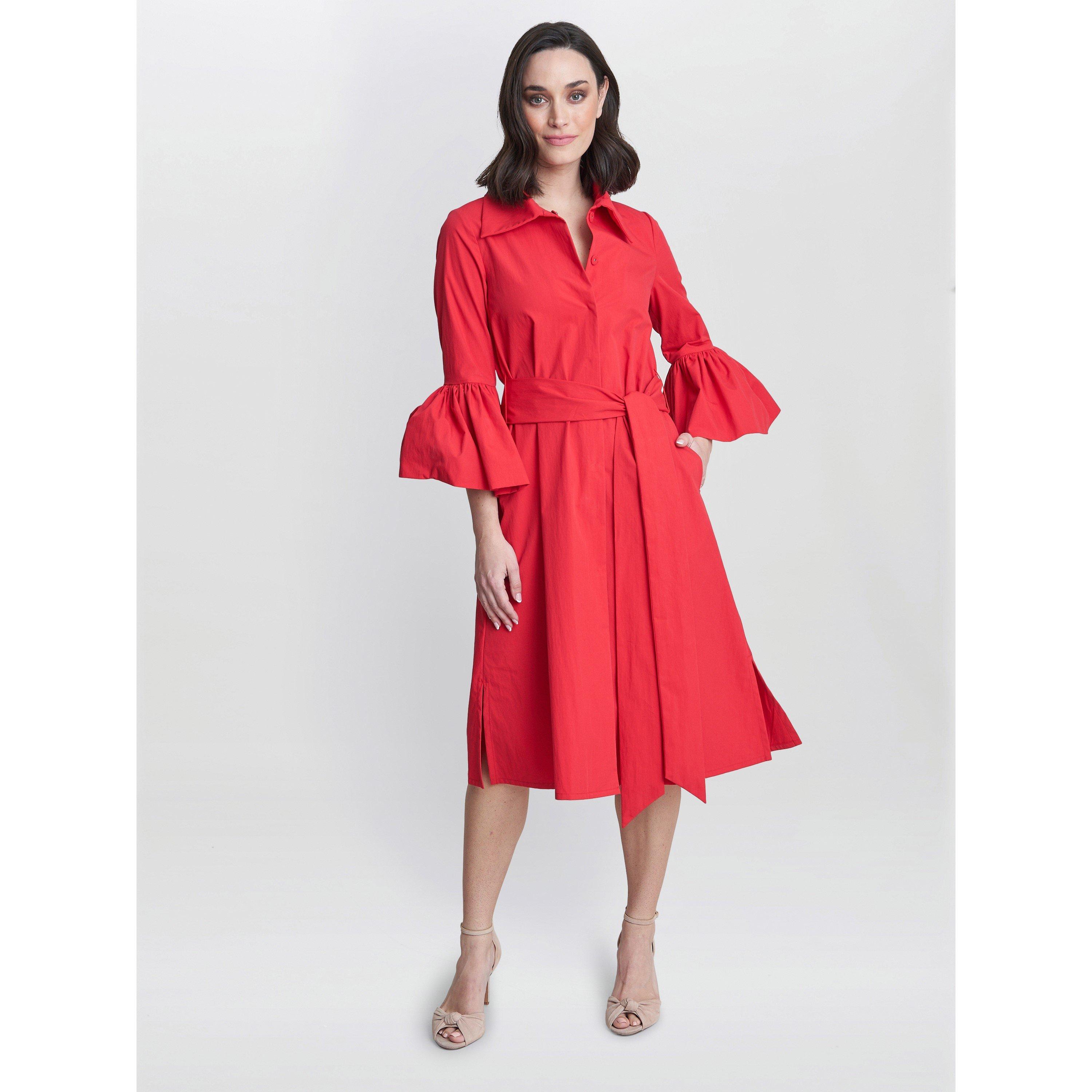 Red - Gina Bacconi - Melinda Taffeta Shirt Dress - 7