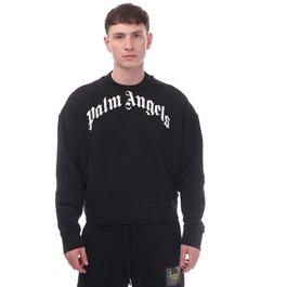 Palm Angels Curved Logo Crewneck Sweatshirt